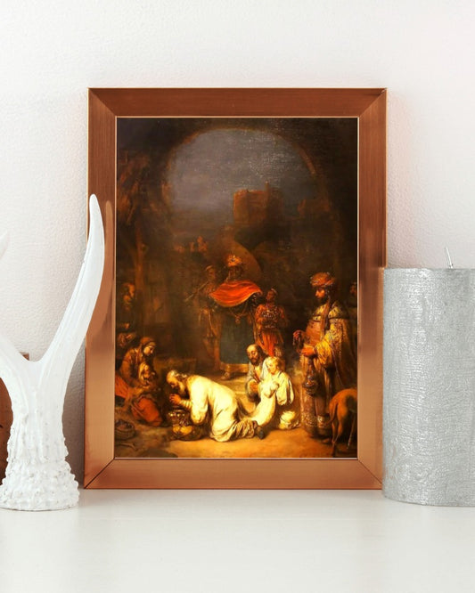 Jesus in The Nativity Gerbrand van den Eeckhout 17th AD Dutch Painting Tapestry Catholic Christian Orthodox Icon Bible Scripture Christ Gift