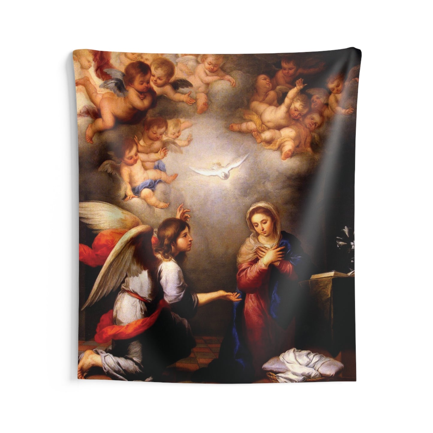 Jesus Annunciation of Mary by Murillo St. Petersburg 17th AD  Painting Tapestry Catholic Christian Orthodox Icon Bible Scripture Christ Gift