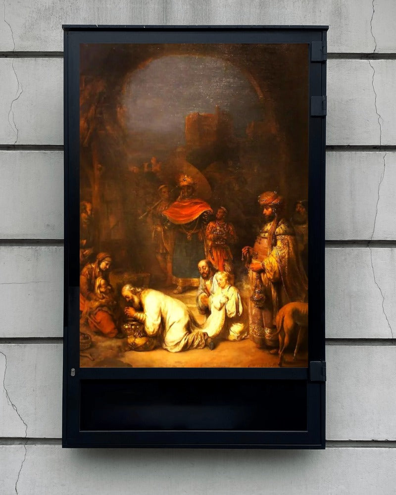 Jesus in The Nativity Gerbrand van den Eeckhout 17th AD Dutch Painting Tapestry Catholic Christian Orthodox Icon Bible Scripture Christ Gift