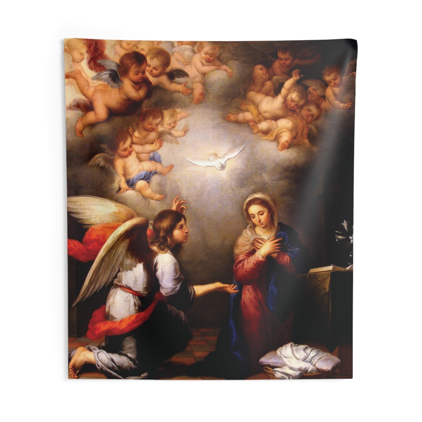 Jesus Annunciation of Mary by Murillo St. Petersburg 17th AD  Painting Tapestry Catholic Christian Orthodox Icon Bible Scripture Christ Gift
