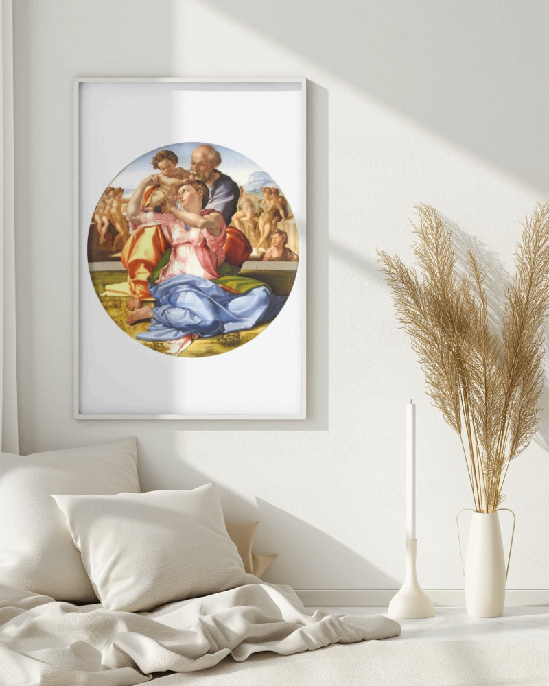 Jesus Michelangelo The Holy Family Tondo Doni c.1506 Florence Painting Tapestry Catholic Christian Orthodox Icon Bible Scripture Christ Gift