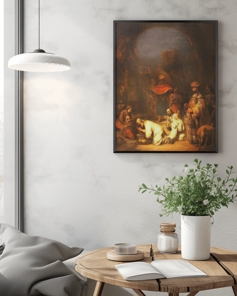 Jesus in The Nativity Gerbrand van den Eeckhout 17th AD Dutch Painting Tapestry Catholic Christian Orthodox Icon Bible Scripture Christ Gift