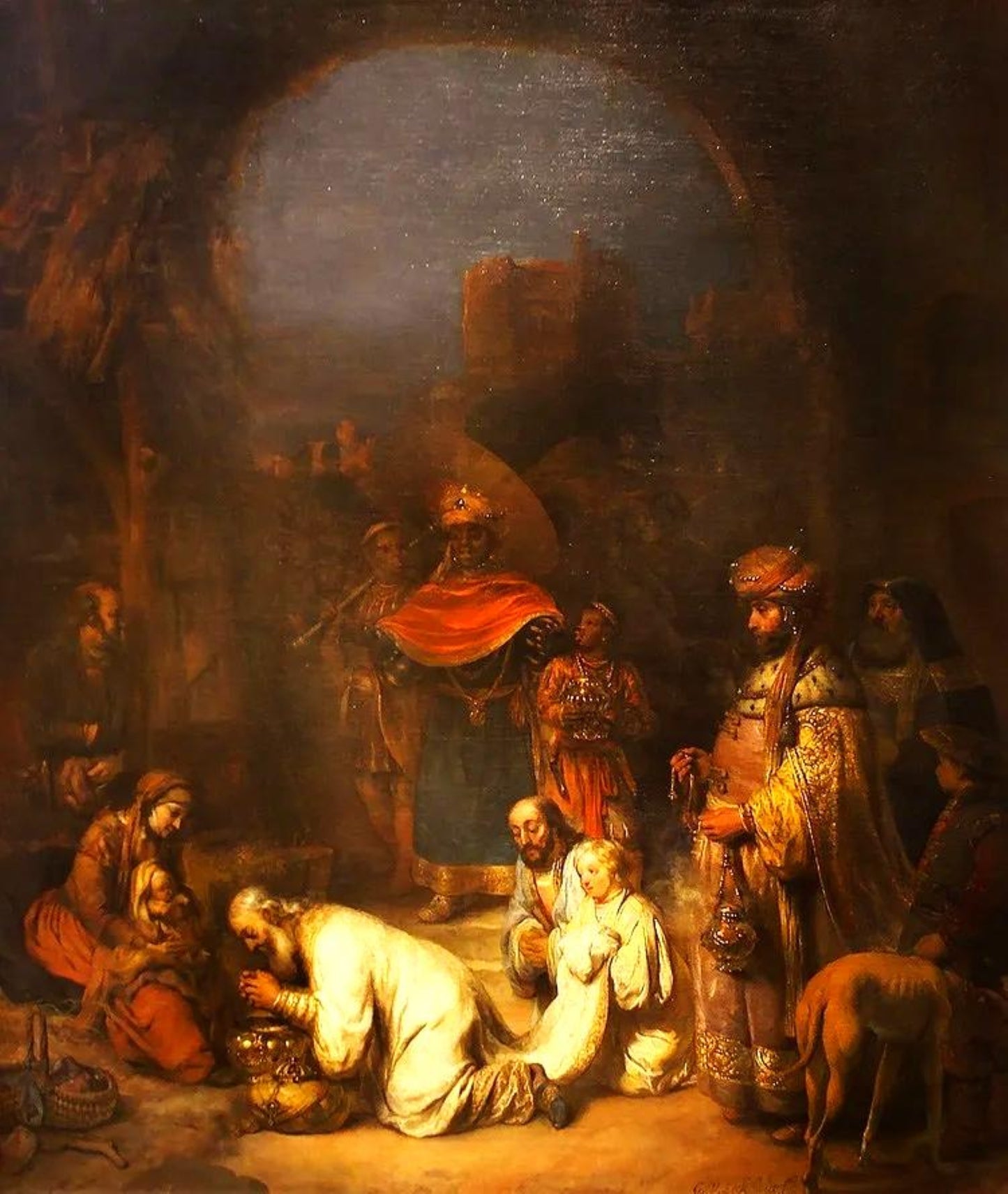 Jesus in The Nativity Gerbrand van den Eeckhout 17th AD Dutch Painting Tapestry Catholic Christian Orthodox Icon Bible Scripture Christ Gift