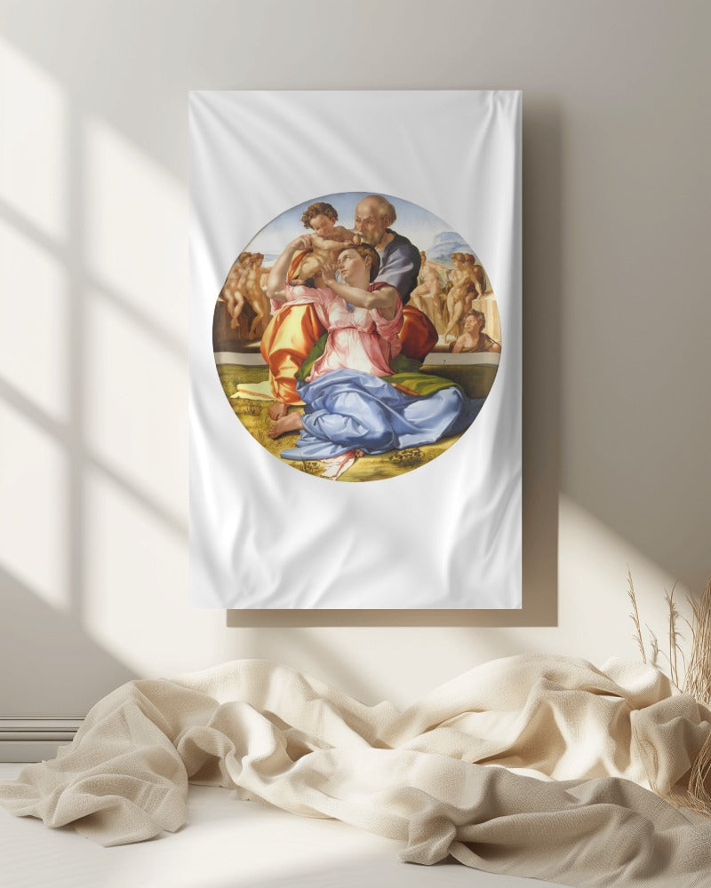 Jesus Michelangelo The Holy Family Tondo Doni c.1506 Florence Painting Tapestry Catholic Christian Orthodox Icon Bible Scripture Christ Gift