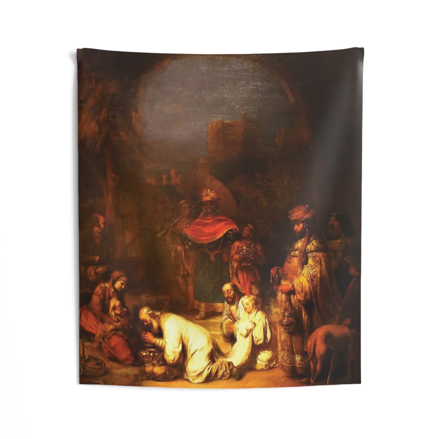 Jesus in The Nativity Gerbrand van den Eeckhout 17th AD Dutch Painting Tapestry Catholic Christian Orthodox Icon Bible Scripture Christ Gift