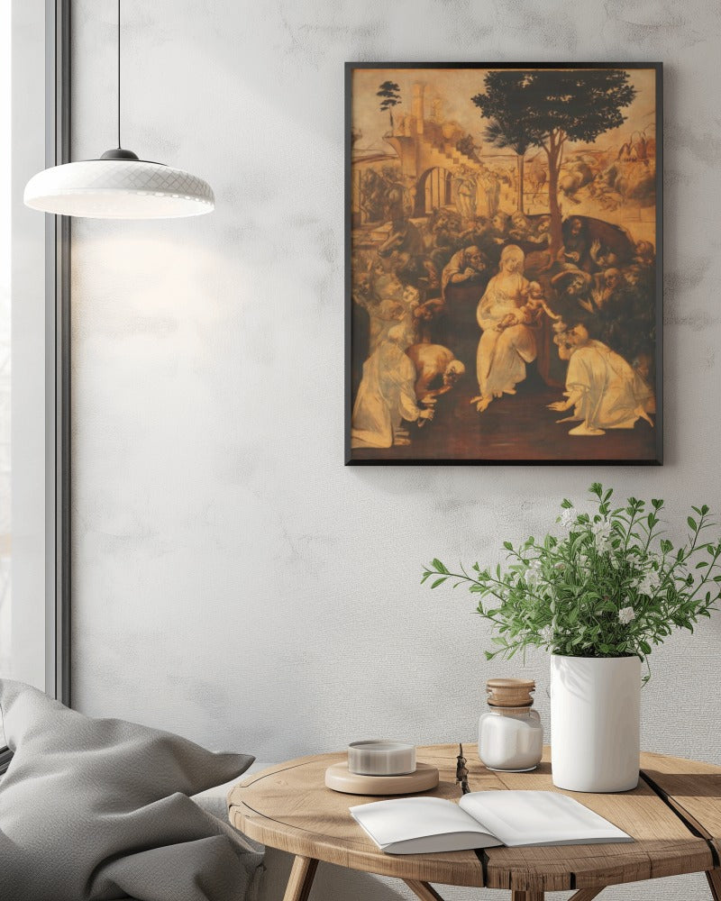 NOT FINISHED Leonardo da Vinci The Adoration of the Magi 1481 Painting Tapestry Catholic Christian Orthodox Icon Bible Scripture Christ Gift