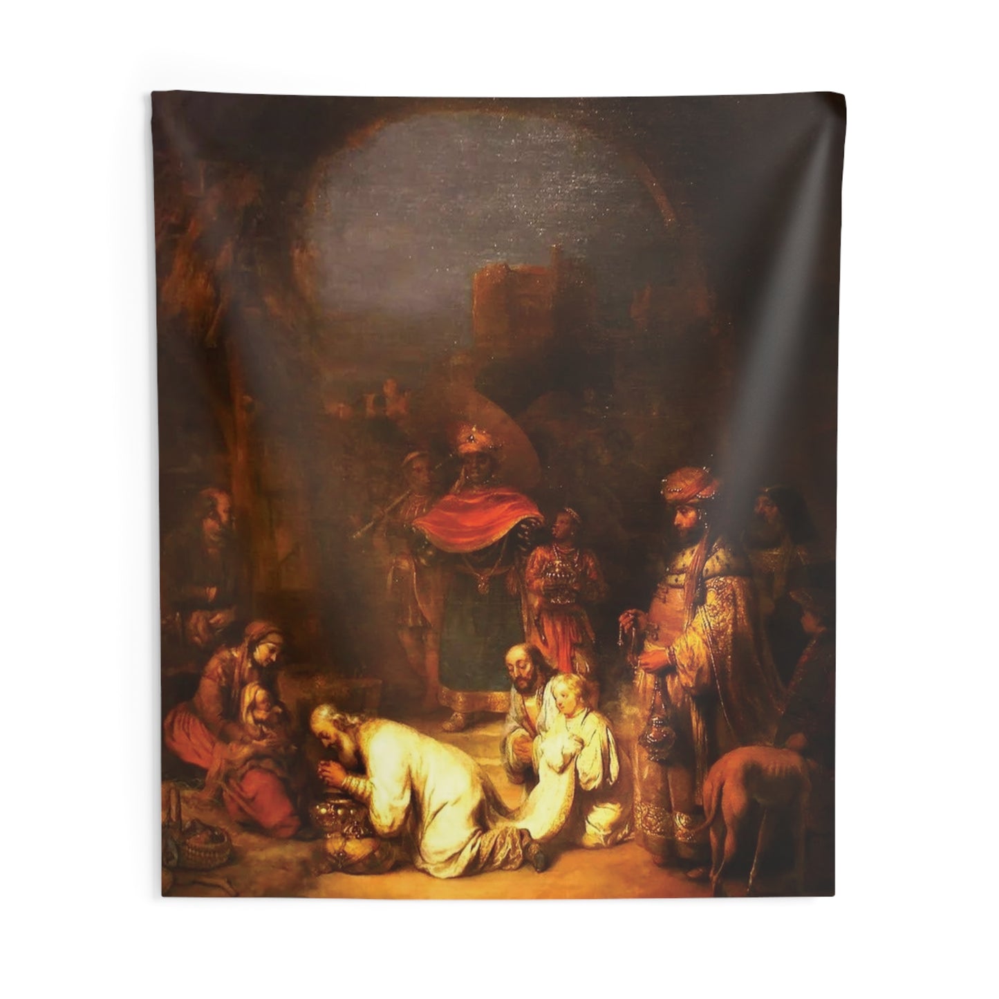 Jesus in The Nativity Gerbrand van den Eeckhout 17th AD Dutch Painting Tapestry Catholic Christian Orthodox Icon Bible Scripture Christ Gift