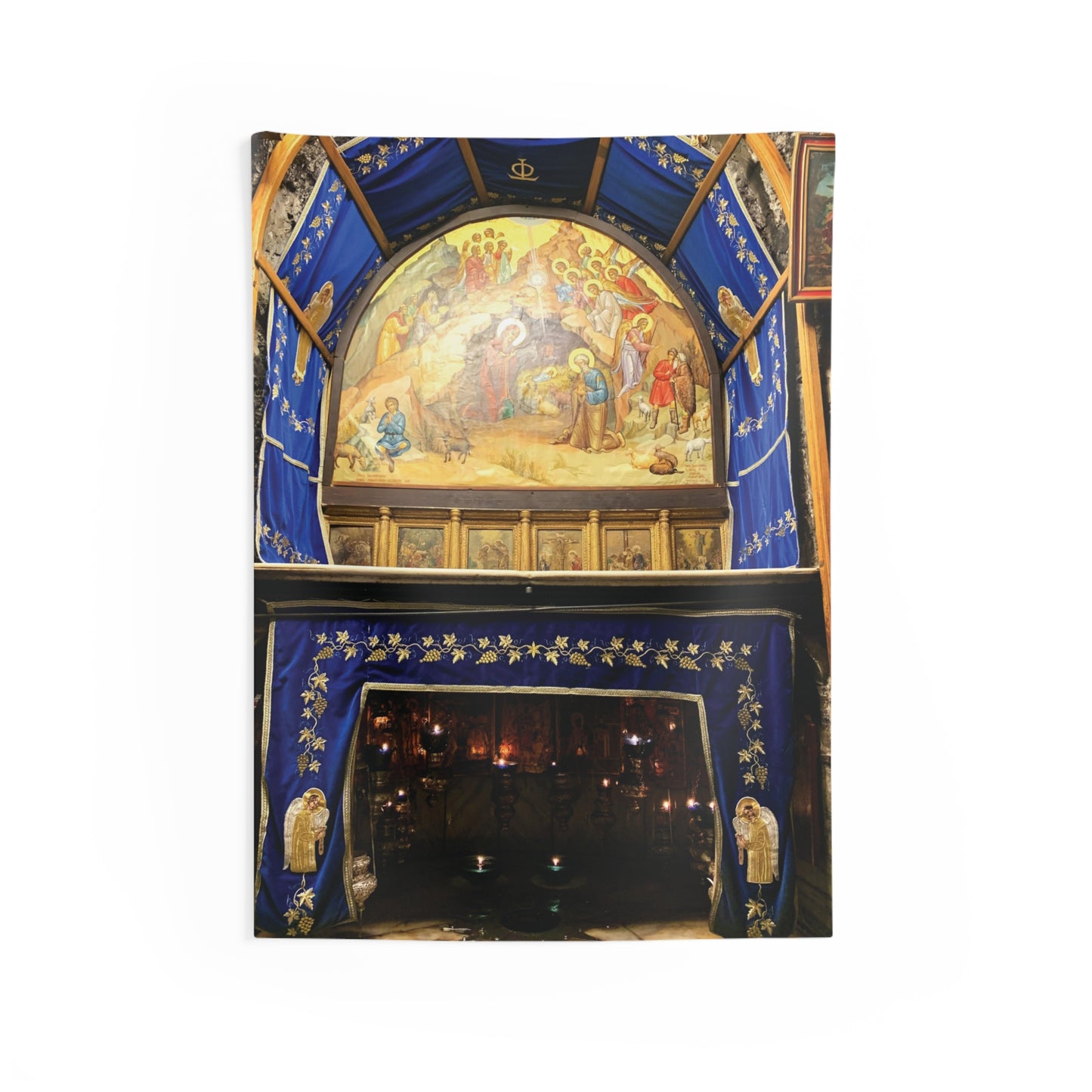 Jesus Grotto of the Nativity Basilica Bethlehem Israel 333 AD Painting Tapestry Catholic Christian Orthodox Icon Bible Scripture Christ Gift