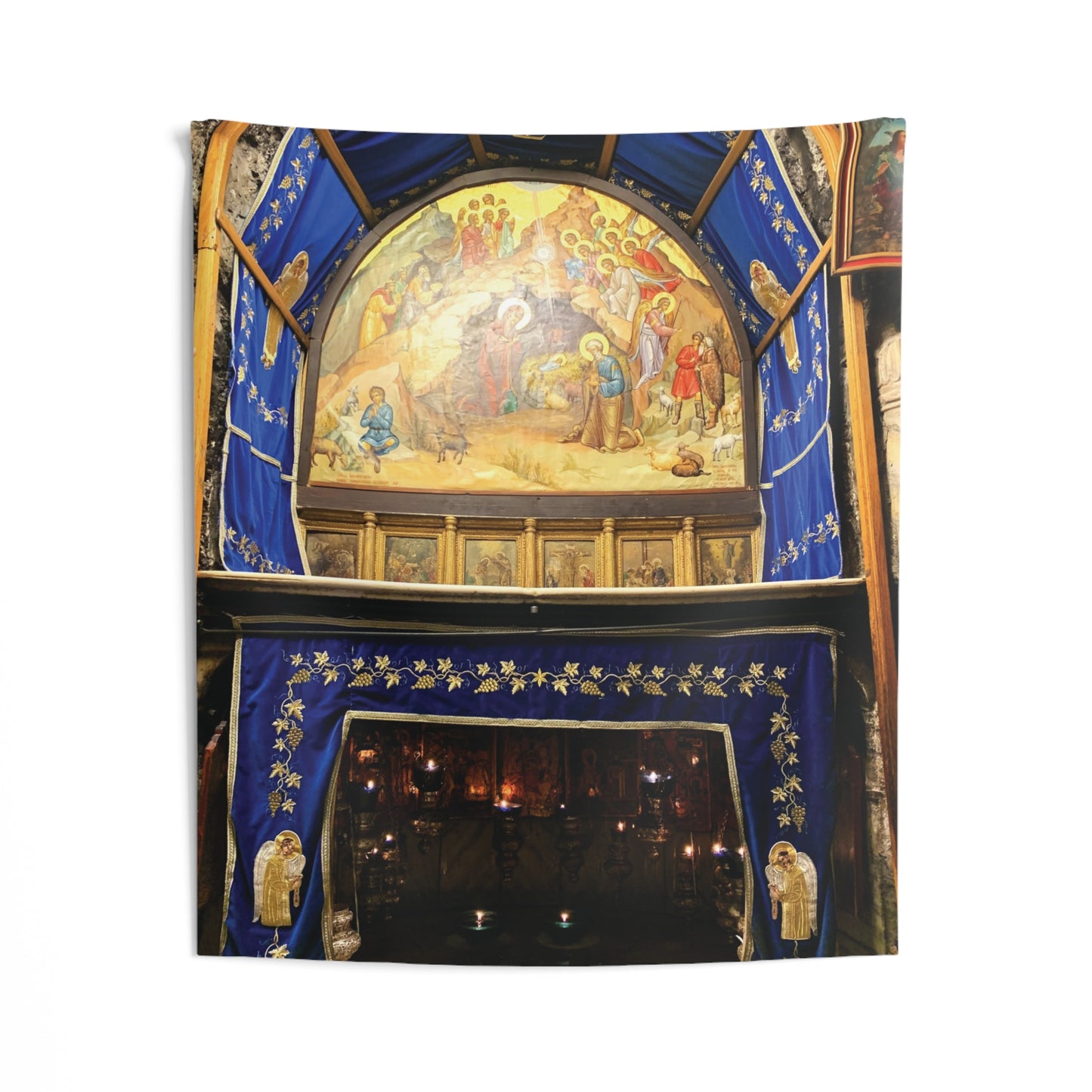 Jesus Grotto of the Nativity Basilica Bethlehem Israel 333 AD Painting Tapestry Catholic Christian Orthodox Icon Bible Scripture Christ Gift