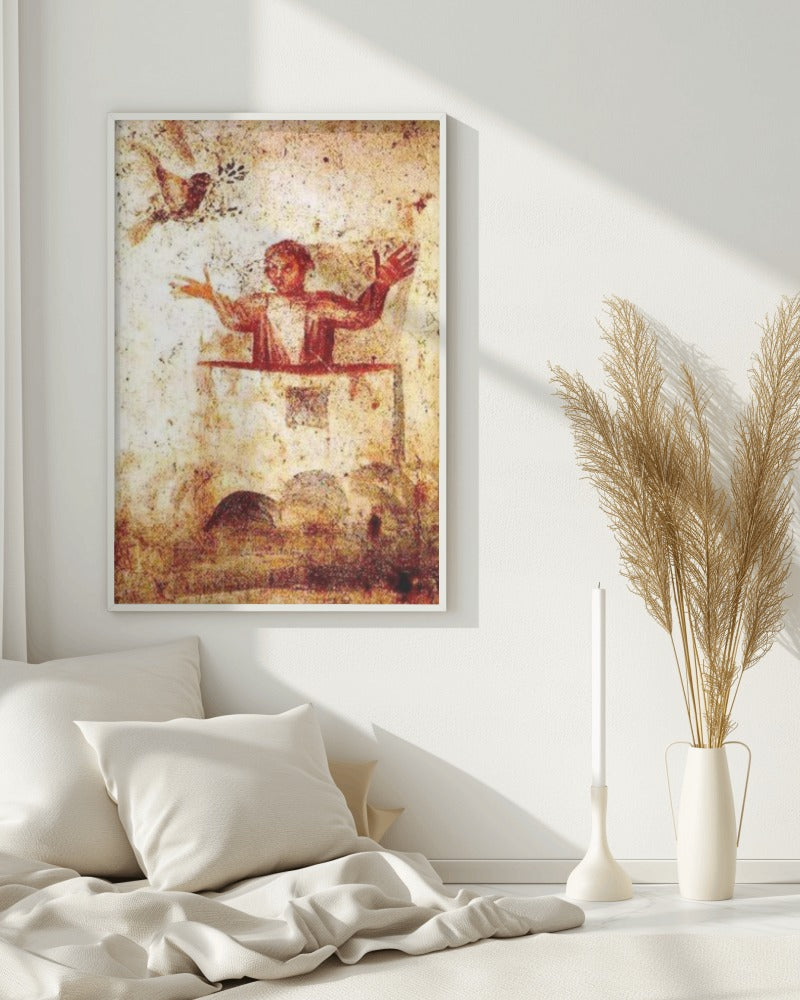 Noah Praying in Ark Saint Marcellinus & Peter Catacomb 3rd AD Painting Tapestry Catholic Christian Orthodox Icon Bible Scripture Christ Gift