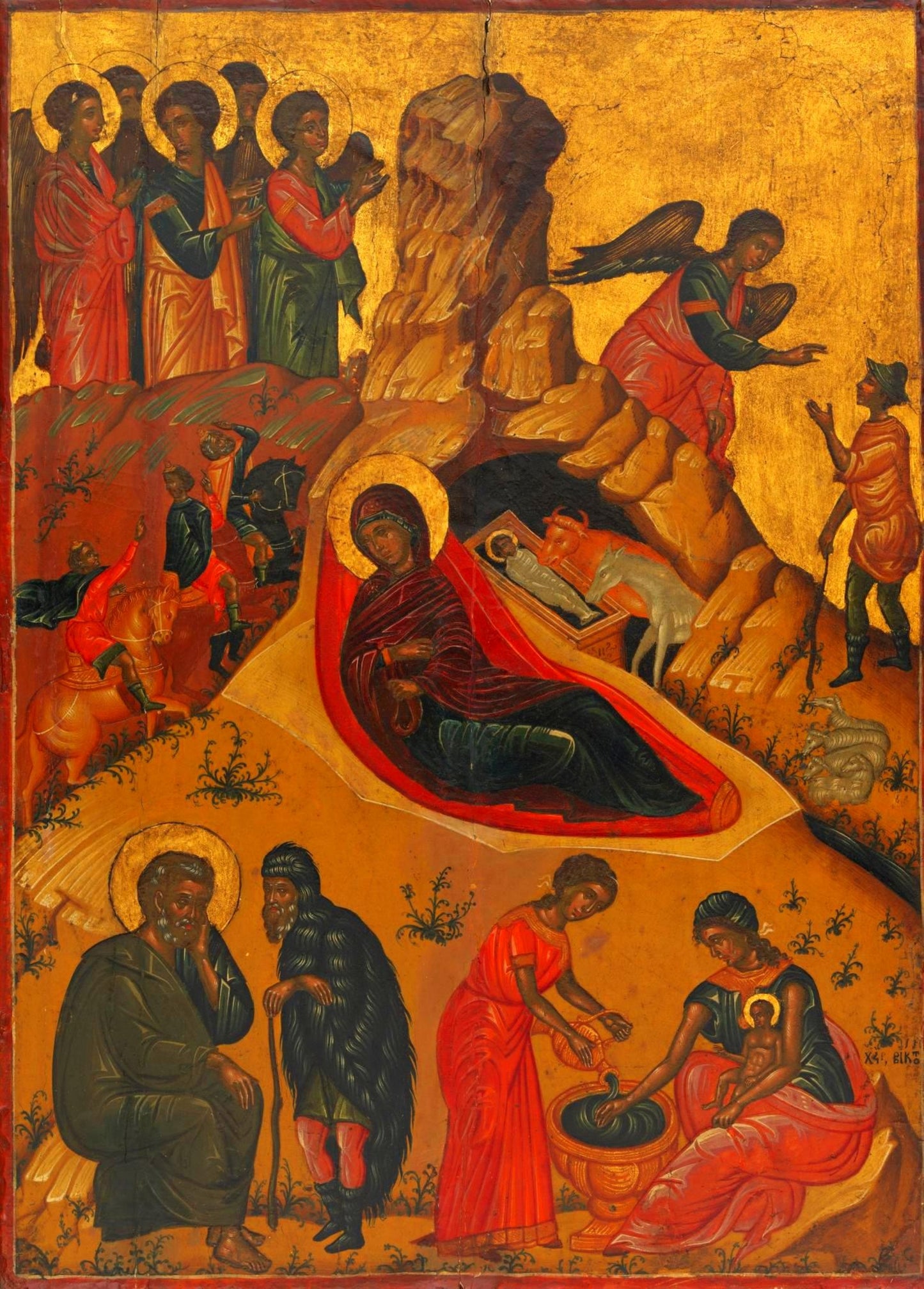 Jesus Christ Mary Nativity by Victor of Crete 17th AD Tempera Painting Tapestry Catholic Christian Orthodox Icon Bible Scripture Christ Gift