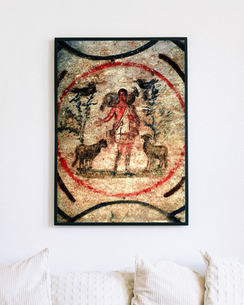Jesus Christ Good Shepherd Priscilla Catacombs 3rd Century Wall Art Tapestry Catholic Christian Orthodox Icon Bible Scripture Christmas Gift