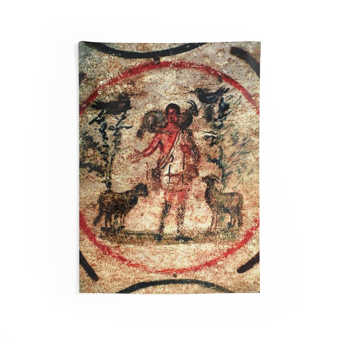 Jesus Christ Good Shepherd Priscilla Catacombs 3rd Century Wall Art Tapestry Catholic Christian Orthodox Icon Bible Scripture Christmas Gift