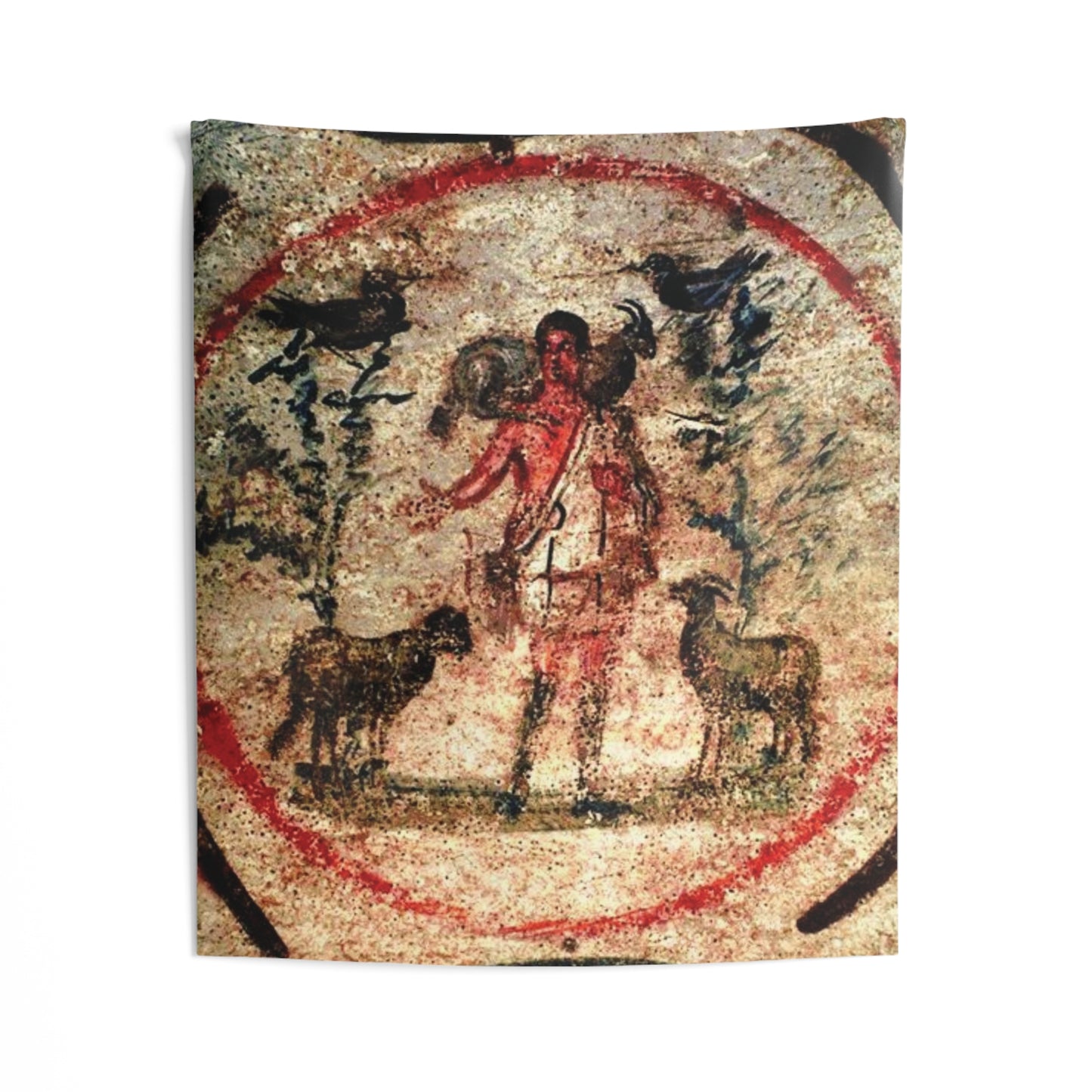 Jesus Christ Good Shepherd Priscilla Catacombs 3rd Century Wall Art Tapestry Catholic Christian Orthodox Icon Bible Scripture Christmas Gift