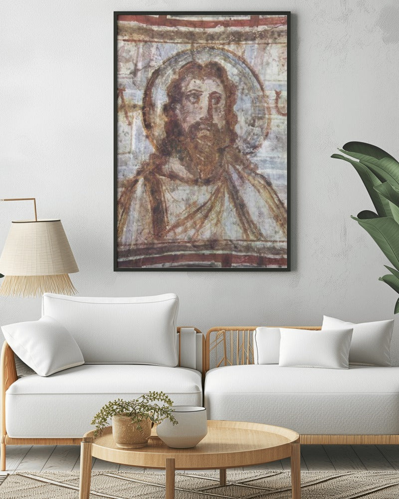 Christ Jesus Face Bible Pantocrator Rome Catacombs 4th Century Wall Art Tapestry Catholic Christian Orthodox Icon Scripture Christmas Gift