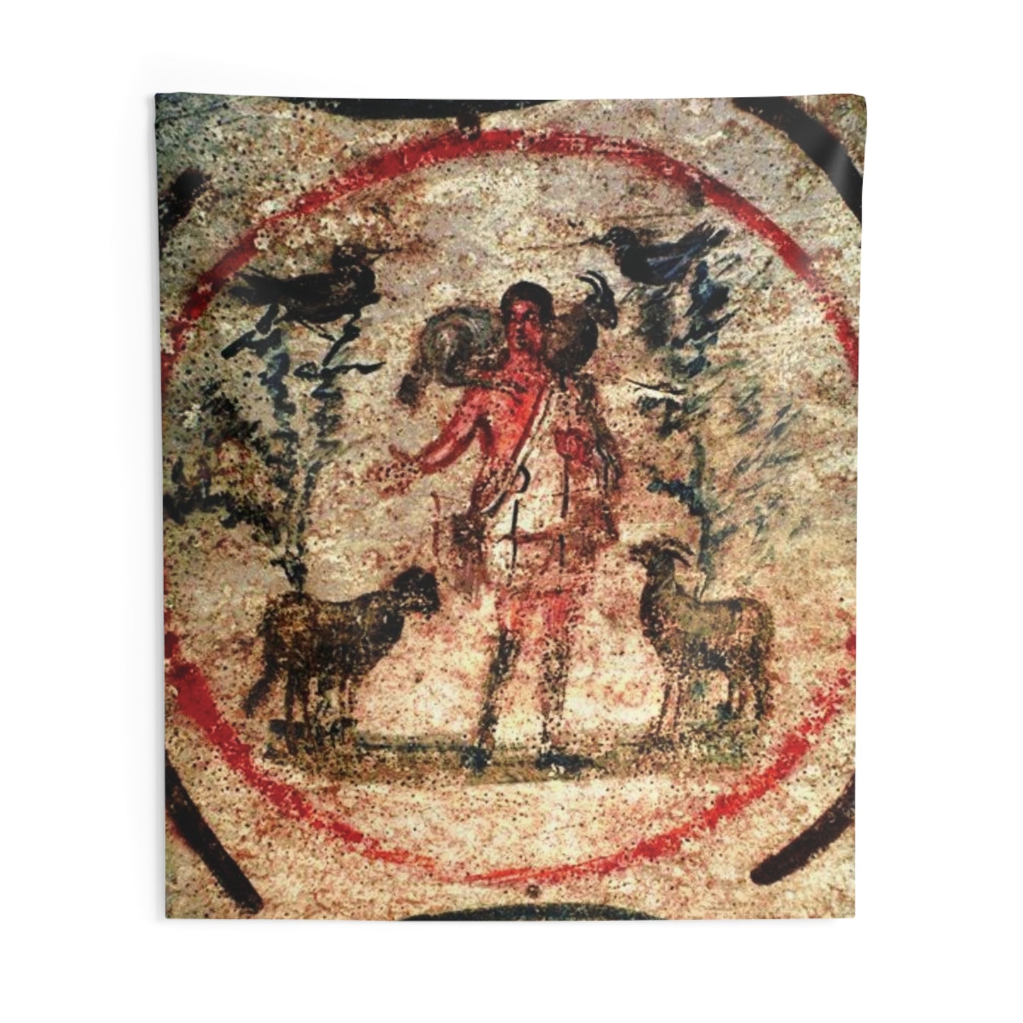 Jesus Christ Good Shepherd Priscilla Catacombs 3rd Century Wall Art Tapestry Catholic Christian Orthodox Icon Bible Scripture Christmas Gift