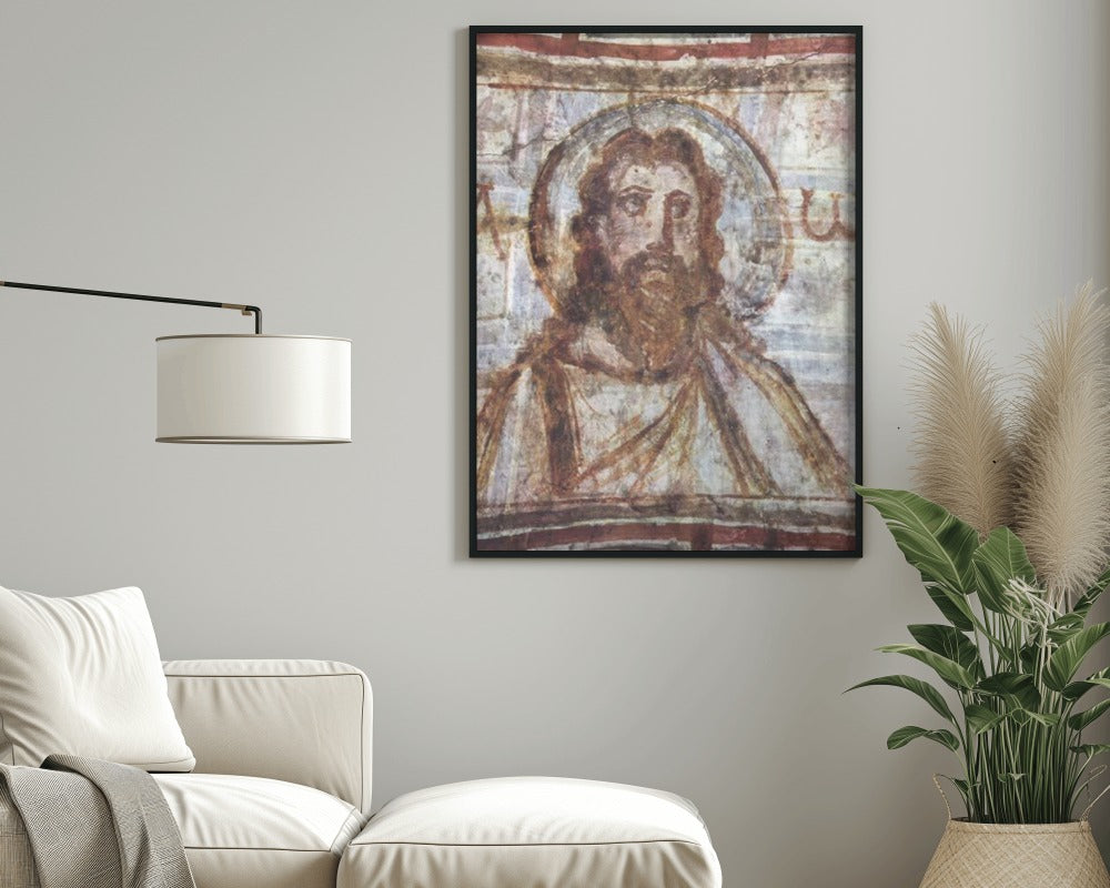 Christ Jesus Face Bible Pantocrator Rome Catacombs 4th Century Wall Art Tapestry Catholic Christian Orthodox Icon Scripture Christmas Gift
