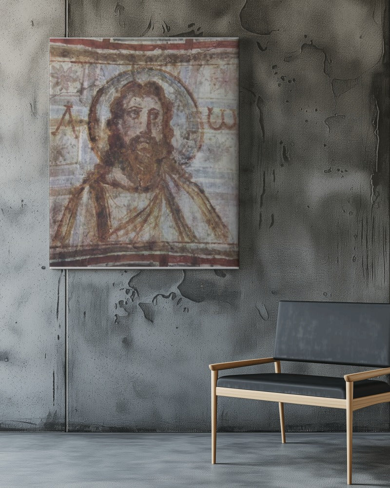 Christ Jesus Face Bible Pantocrator Rome Catacombs 4th Century Wall Art Tapestry Catholic Christian Orthodox Icon Scripture Christmas Gift