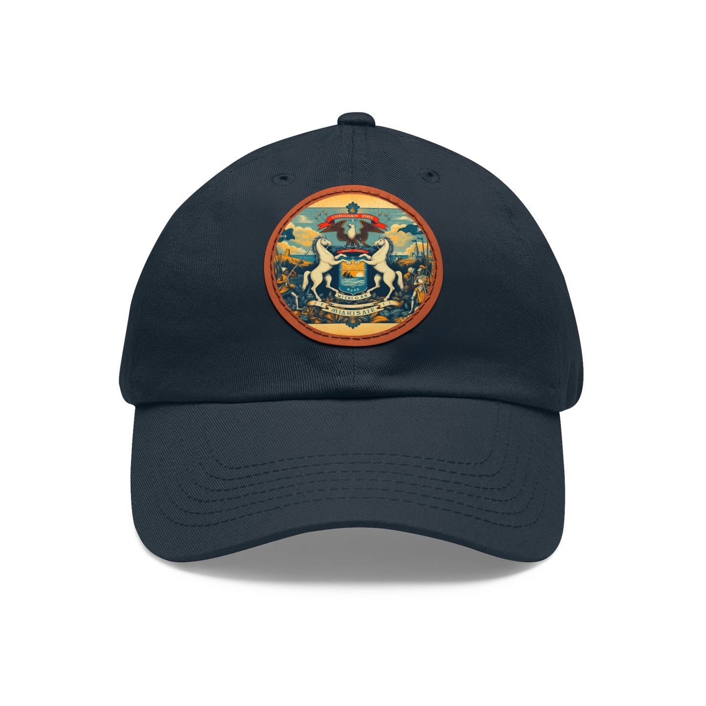 Michigan Vintage Christian Crusader Campaign Hat - Chino Twill Leather Logo - 100% Charity - The God Vote Collection by Chris Rabalais