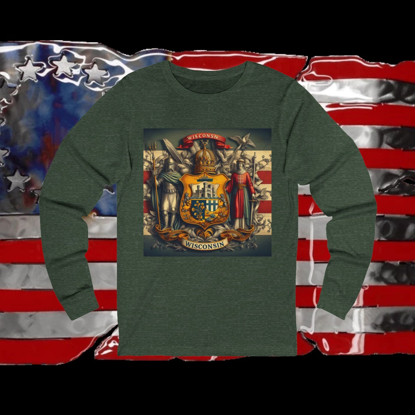Wisconsin Vintage Christian Crusader - Premium Unisex Long Sleeve Jersey Tee - 100% Charity - The God Vote Collection by Chris Rabalais