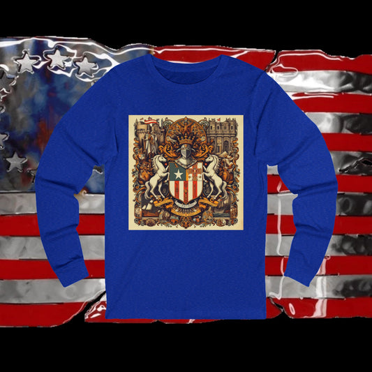 Puerto Rico Vintage Christian Crusader - Unisex Premium Long Sleeve Jersey Tee - 100% Charity - The God Vote Collection by Chris Rabalais