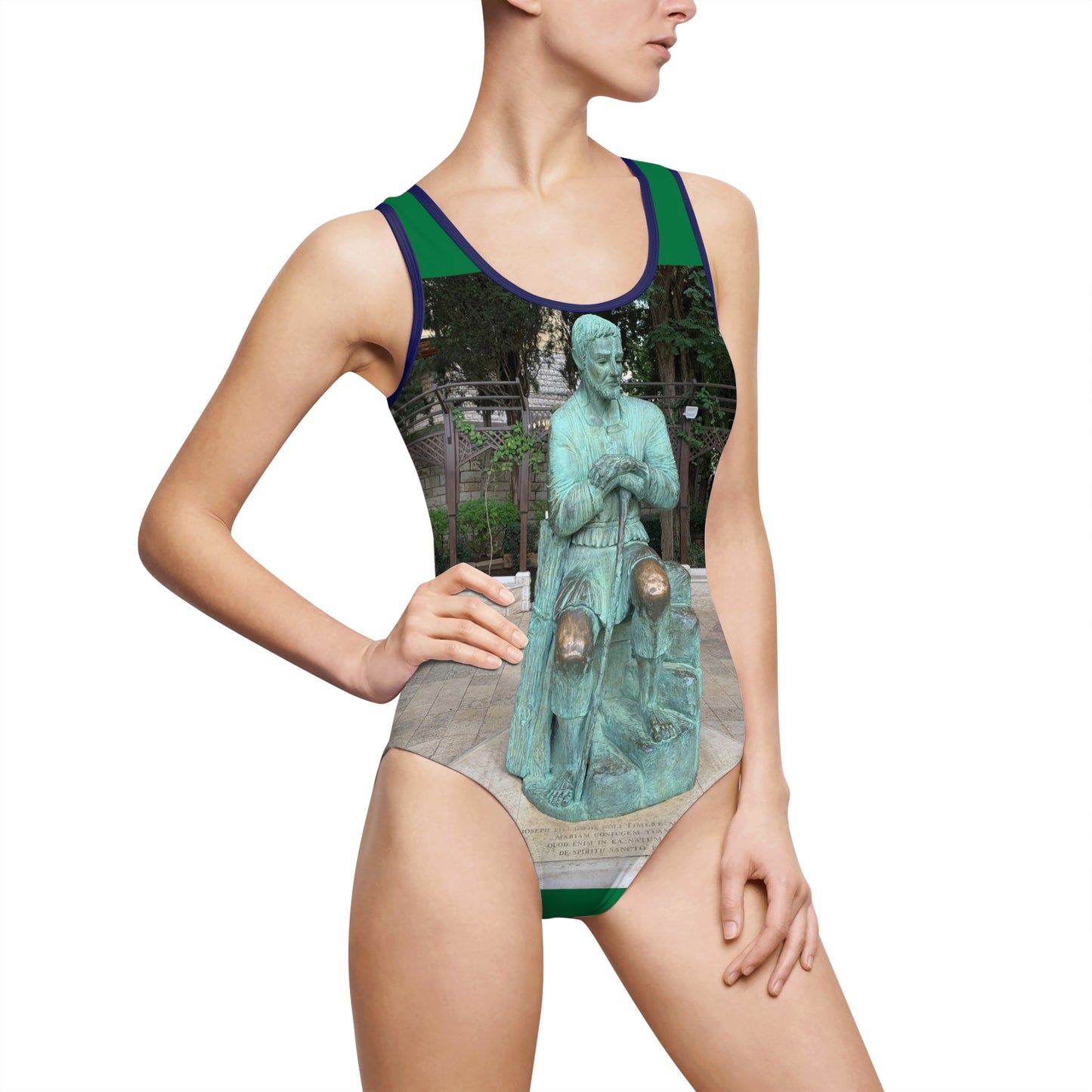 Holy Land Origins Women's Classic One-Piece Swimsuit - Saint Joseph at Nazareth - The God Ball Originals by Chris Rabalais (2024)
