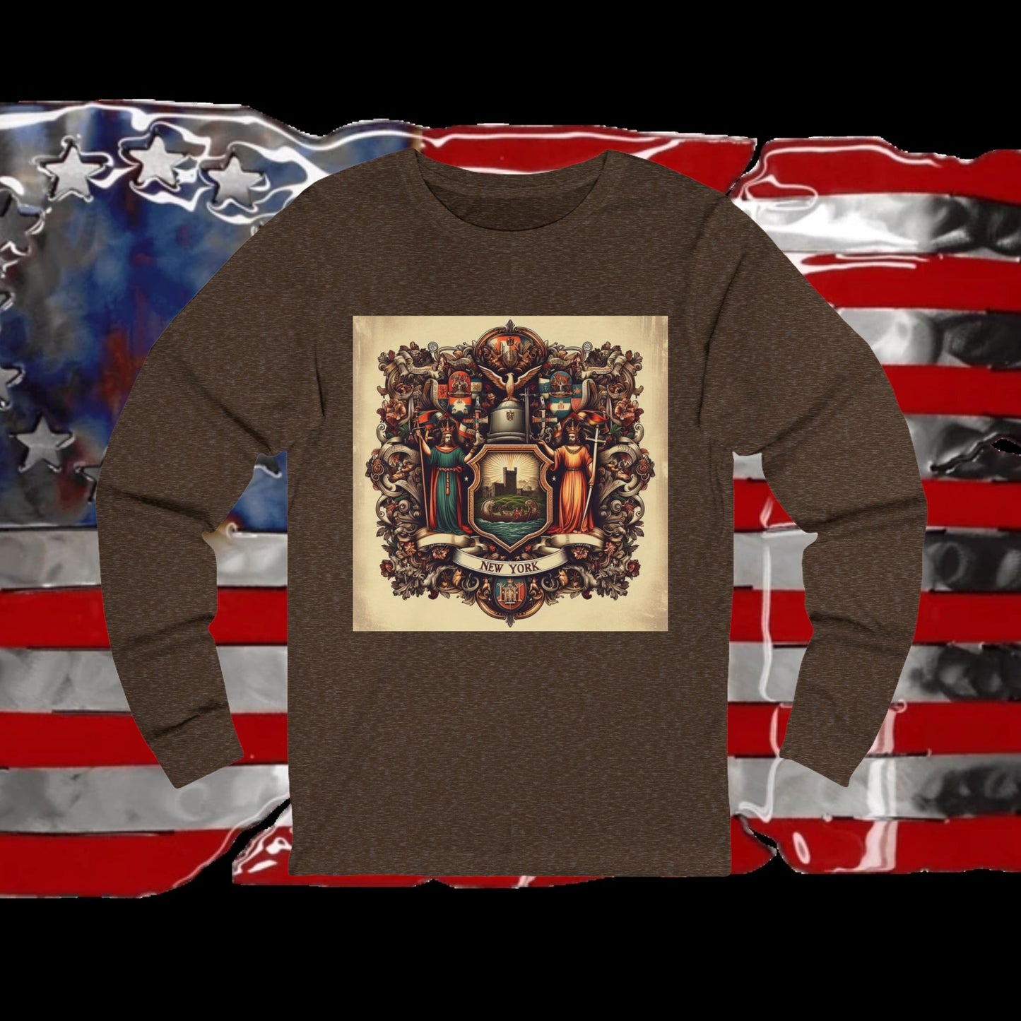 New York Vintage Christian Crusader - Premium Unisex Long Sleeve Jersey Tee - 100% Charity - The God Vote Collection by Chris Rabalais