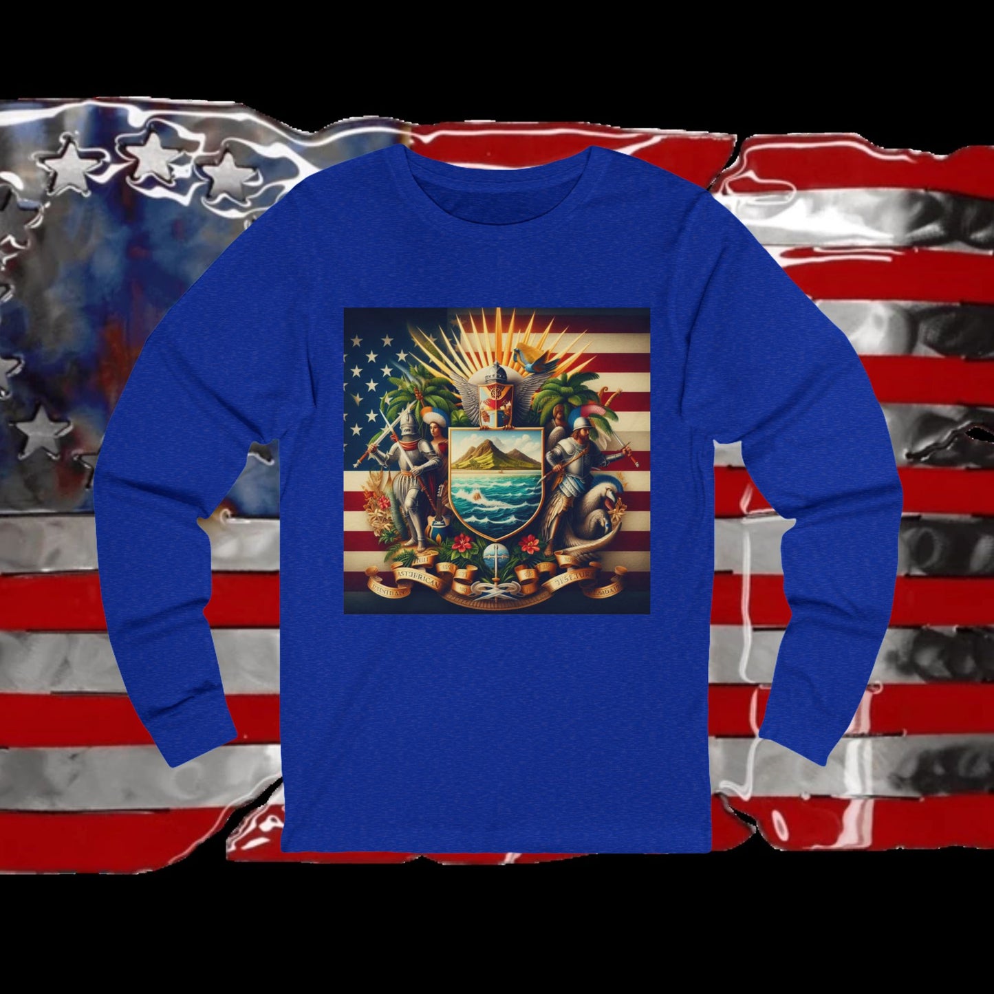 American Samoa Vintage Christian Crusader - Premium Unisex Long Sleeve Jersey Tee - 100% Charity - The God Vote Collection by Chris Rabalais
