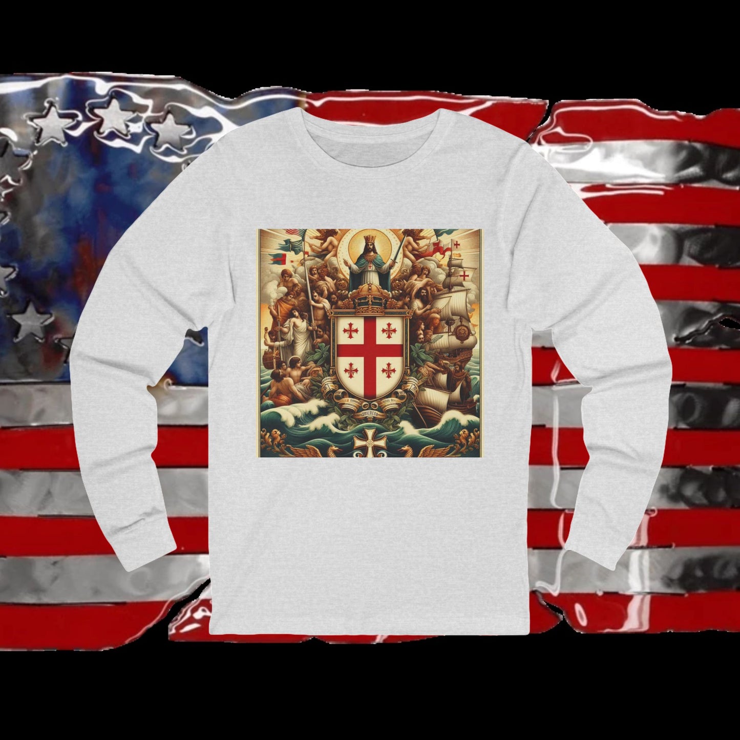 Northern Mariana Vintage Christian Crusader - Premium Long Sleeve Jersey Tee - 100% Charity - The God Vote Collection by Chris Rabalais
