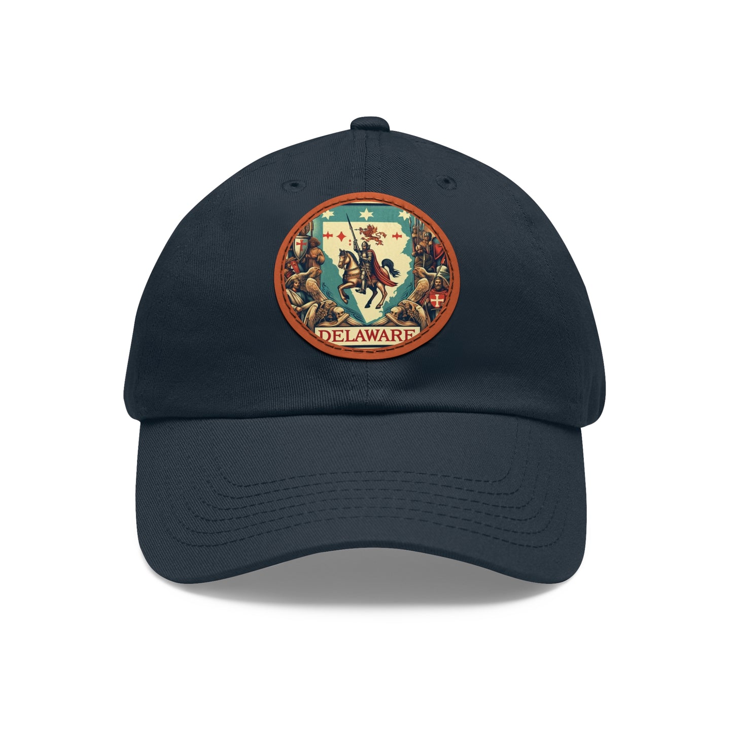 Delaware Vintage Christian Crusader Campaign Hat - Chino Twill Leather Logo - 100% Charity - The God Vote Collection by Chris Rabalais