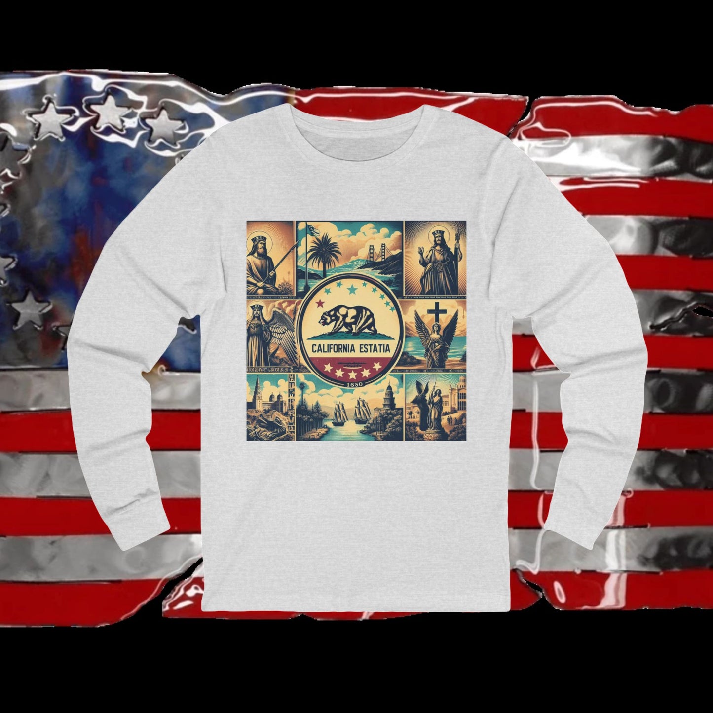 California Vintage Christian Crusader - Premium Unisex Long Sleeve Jersey Tee - 100% Charity - The God Vote Collection by Chris Rabalais
