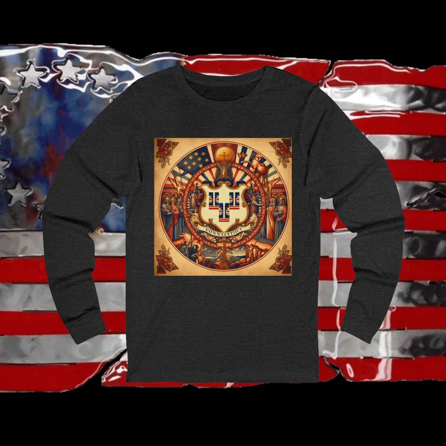 Connecticut Vintage Christian Crusader - Premium Unisex Long Sleeve Jersey Tee - 100% Charity - The God Vote Collection by Chris Rabalais