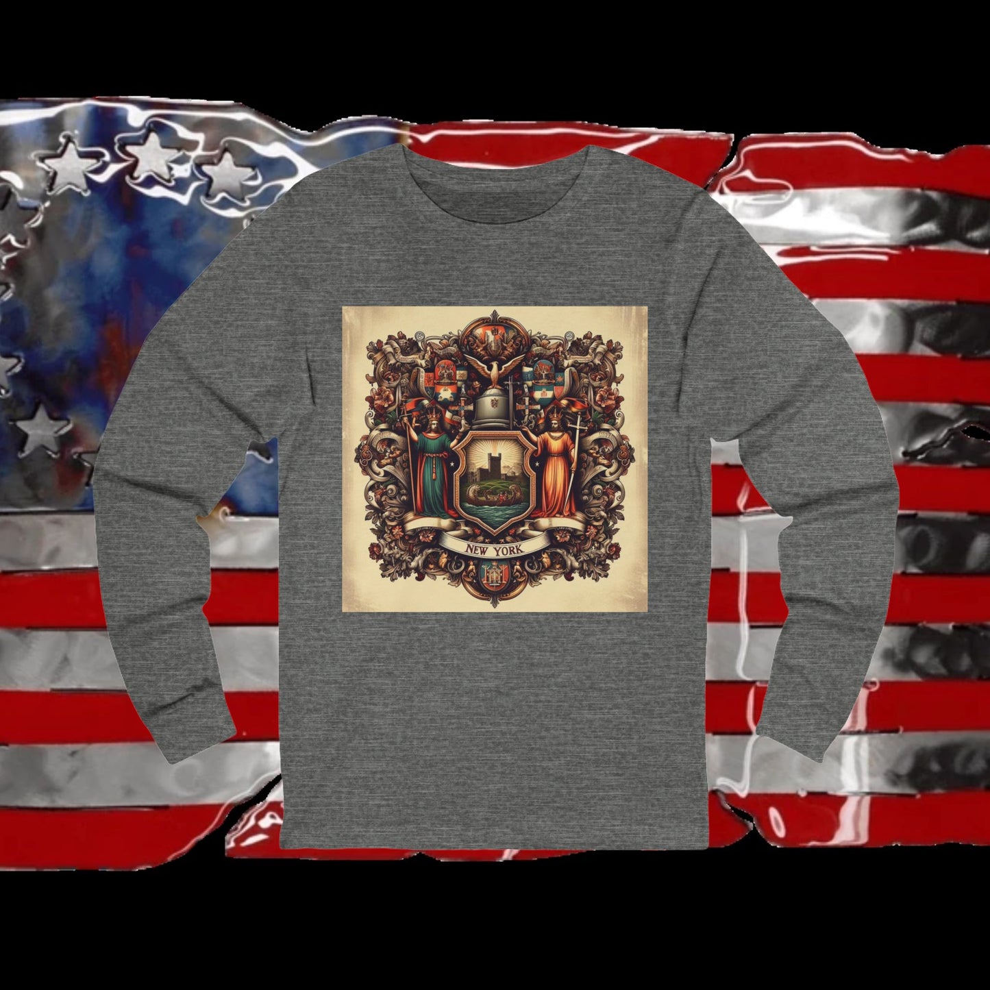 New York Vintage Christian Crusader - Premium Unisex Long Sleeve Jersey Tee - 100% Charity - The God Vote Collection by Chris Rabalais