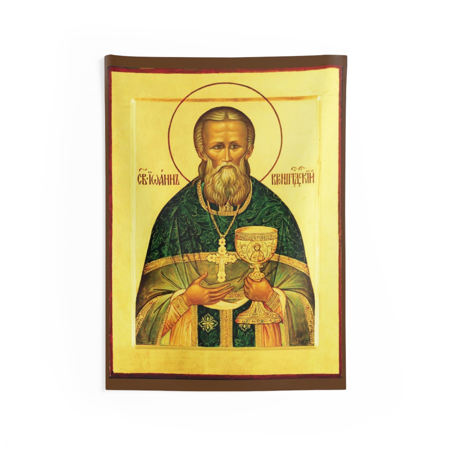 Saint John of Kronstadt (Sura, Russia 1829) Byzantine Orthodox Icon October 19 Home Tapestry Catholic Christian Bible Scripture Christ Gift