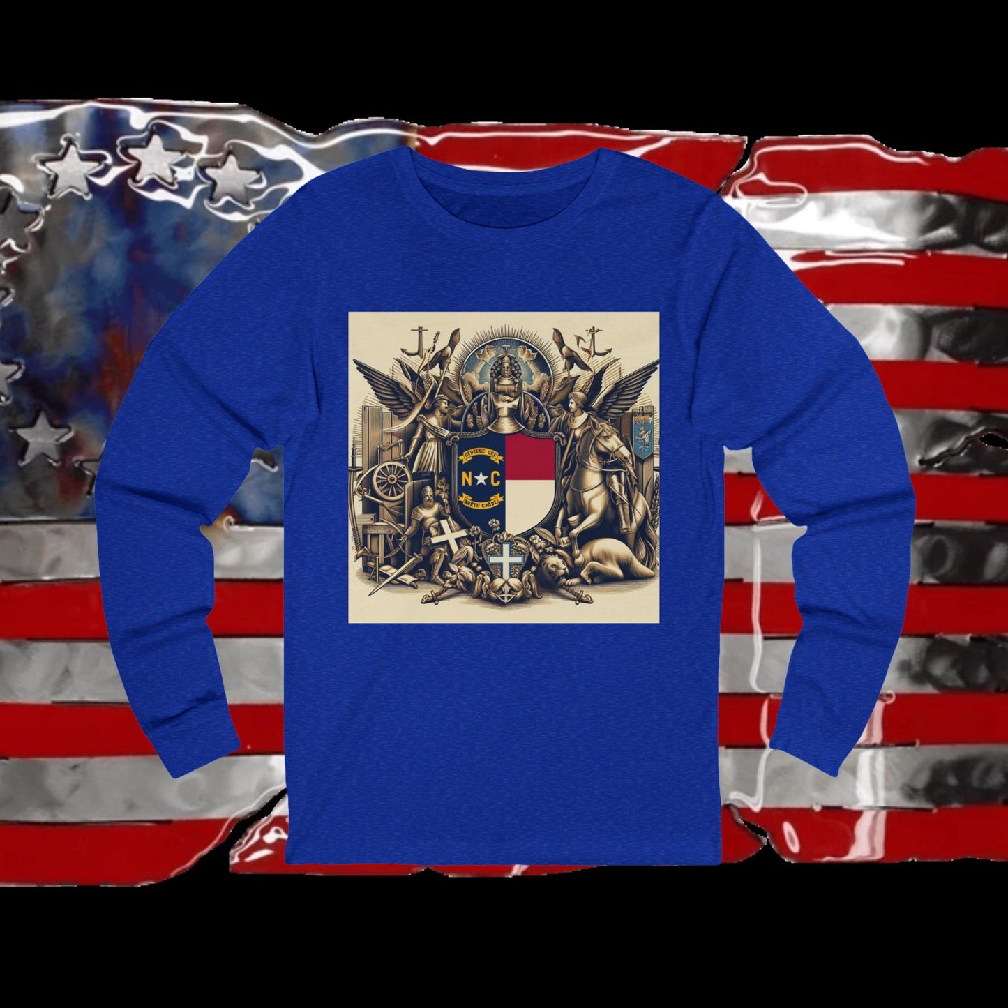 North Carolina Vintage Christian Crusader - Premium Unisex Long Sleeve Jersey Tee - 100% Charity - The God Vote Collection by Chris Rabalais