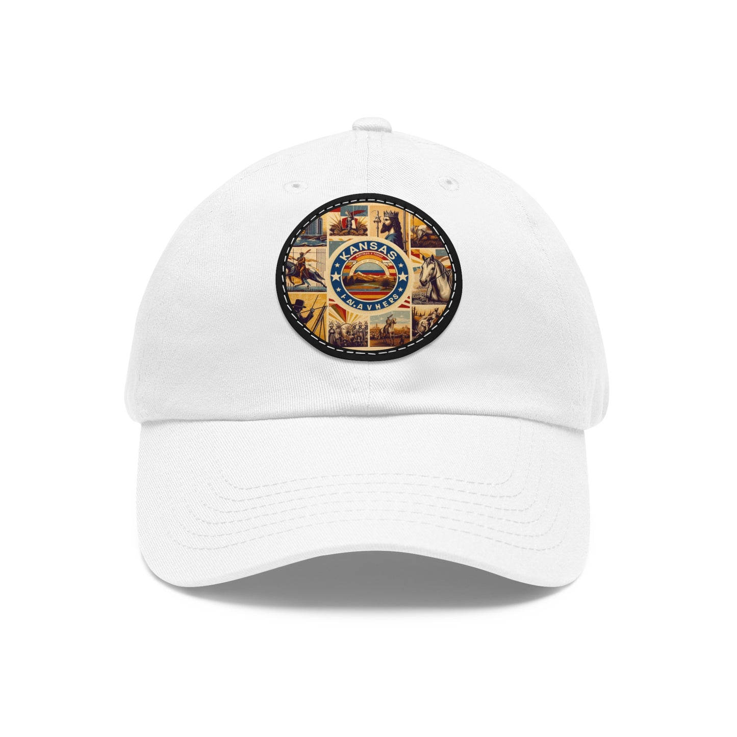 Kansas Vintage Christian Crusader Campaign Hat - Chino Twill Leather Logo - 100% Charity - The God Vote Collection by Chris Rabalais