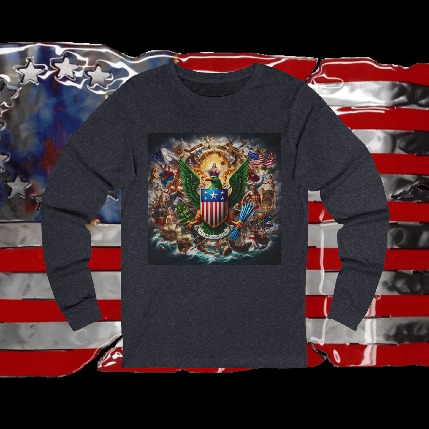 Virgin Islands Vintage Christian Crusader - Unisex Premium Long Sleeve Jersey Tee - 100% Charity - The God Vote Collection by Chris Rabalais