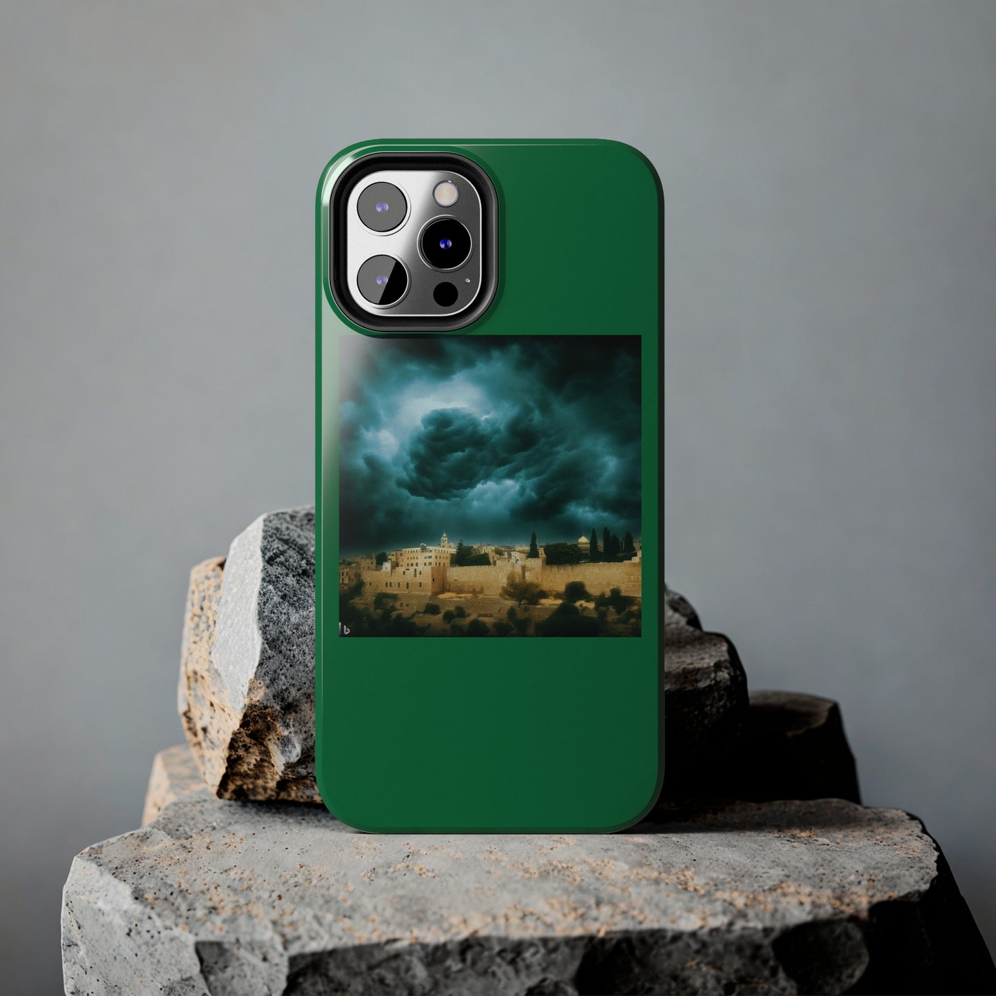 AImagination Collection iPhone Tough Case - "Storm Over Jerusalem" - The God Ball Originals by Chris Rabalais (2024)