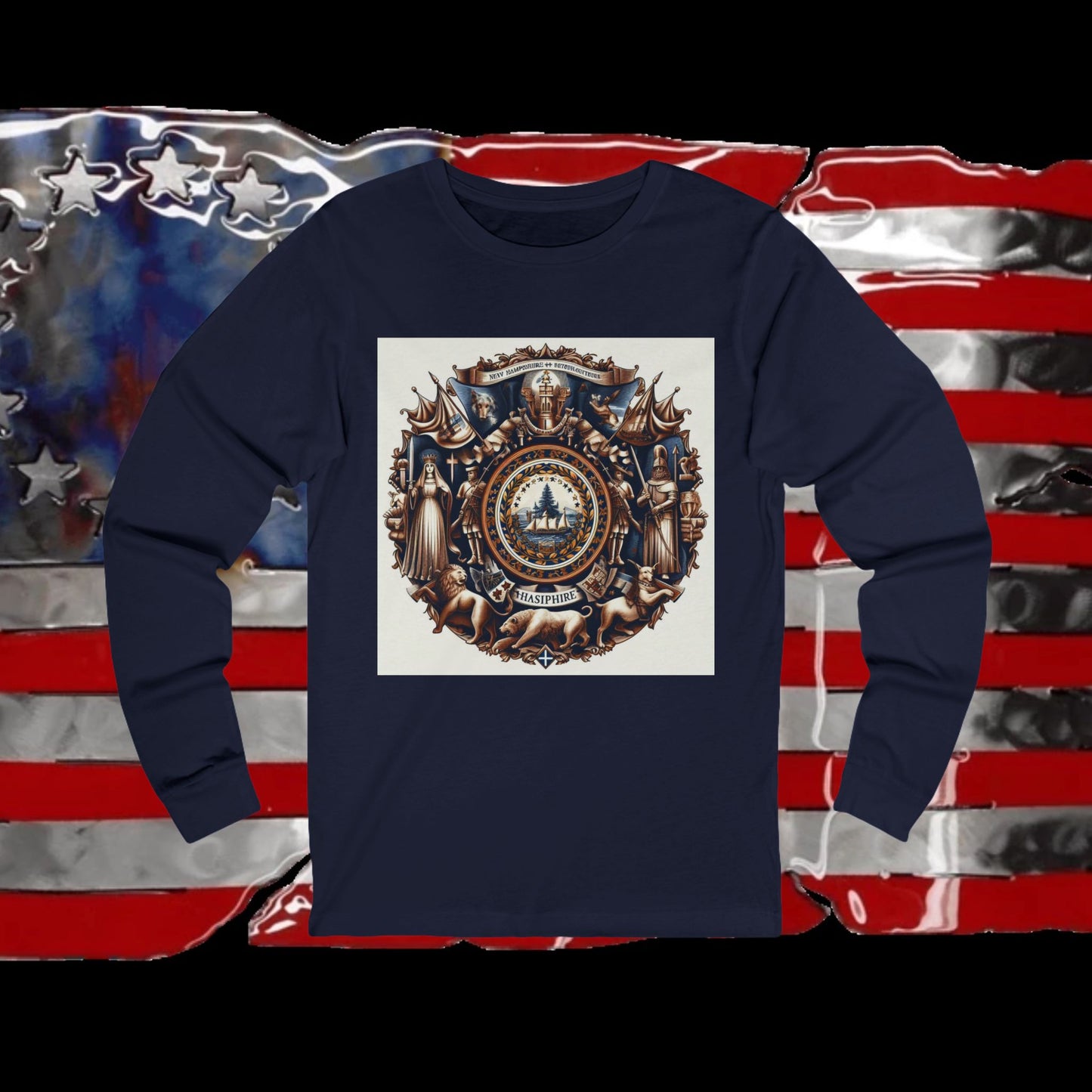 New Hampshire Vintage Christian Crusader - Unisex Premium Long Sleeve Jersey Tee - 100% Charity - The God Vote Collection by Chris Rabalais