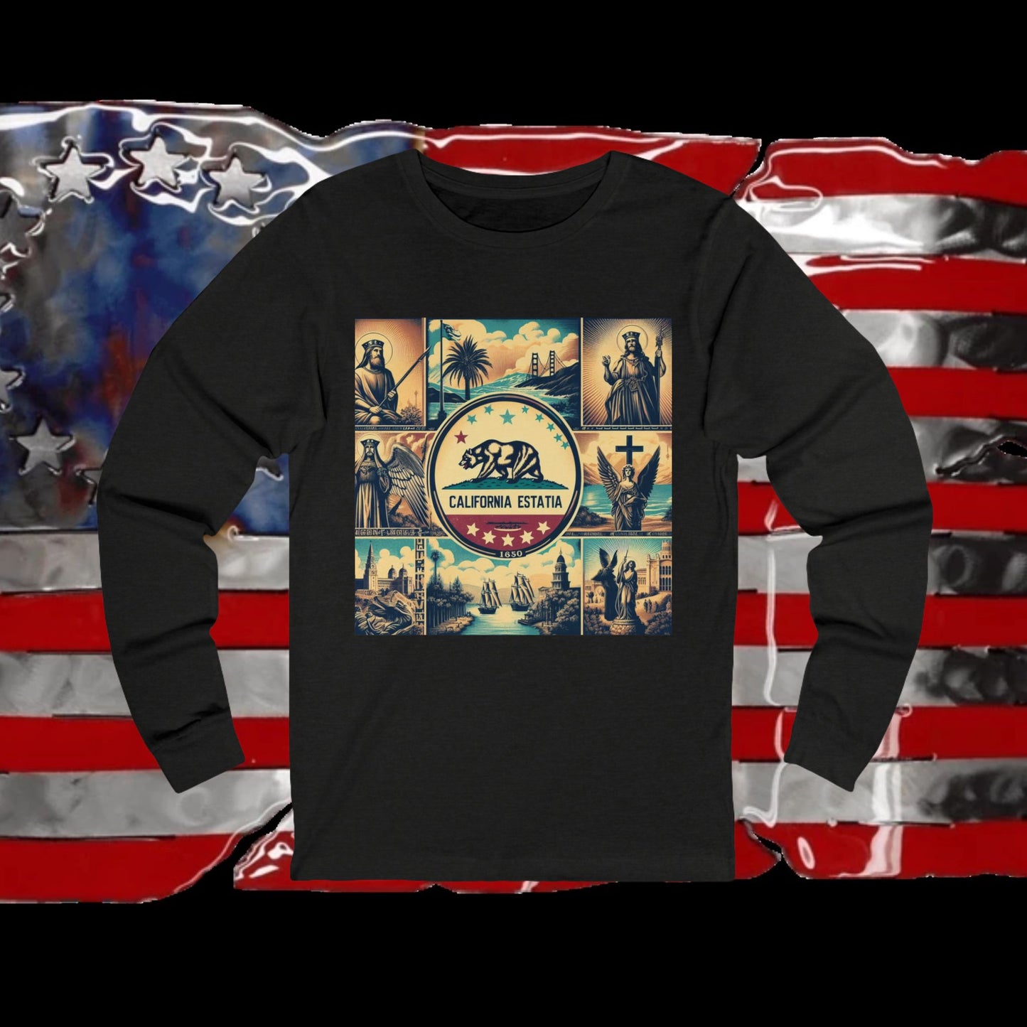 California Vintage Christian Crusader - Premium Unisex Long Sleeve Jersey Tee - 100% Charity - The God Vote Collection by Chris Rabalais