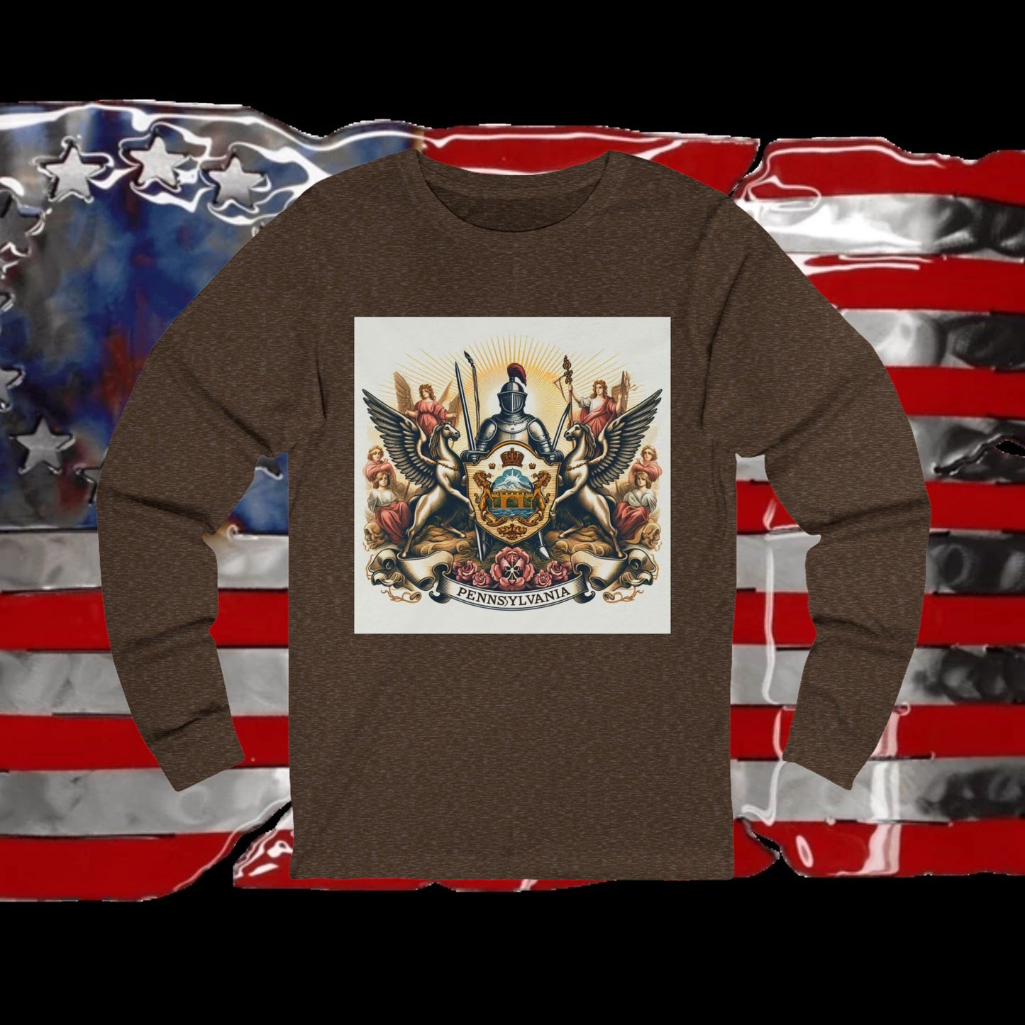 Pennsylvania Vintage Christian Crusader - Premium Unisex Long Sleeve Jersey Tee - 100% Charity - The God Vote Collection by Chris Rabalais