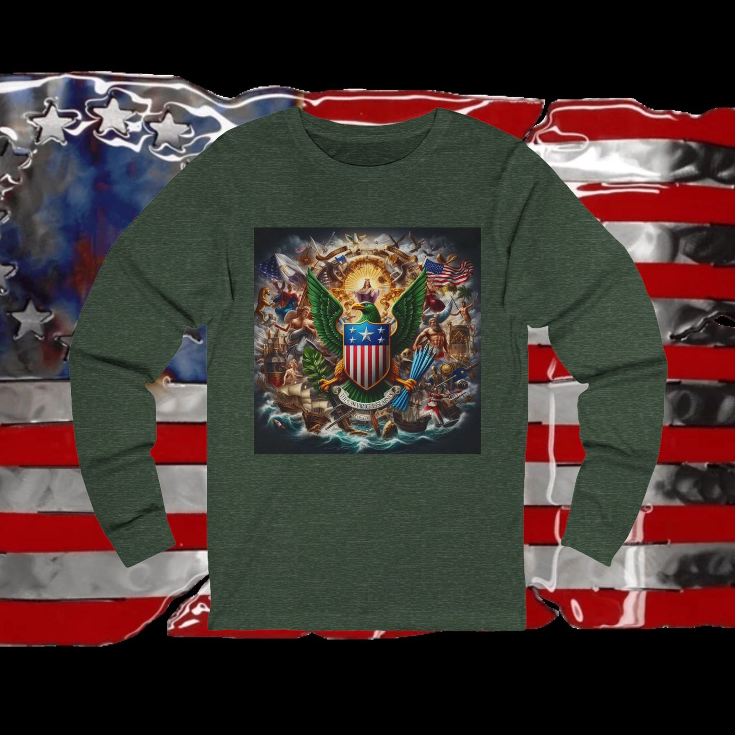 Virgin Islands Vintage Christian Crusader - Unisex Premium Long Sleeve Jersey Tee - 100% Charity - The God Vote Collection by Chris Rabalais