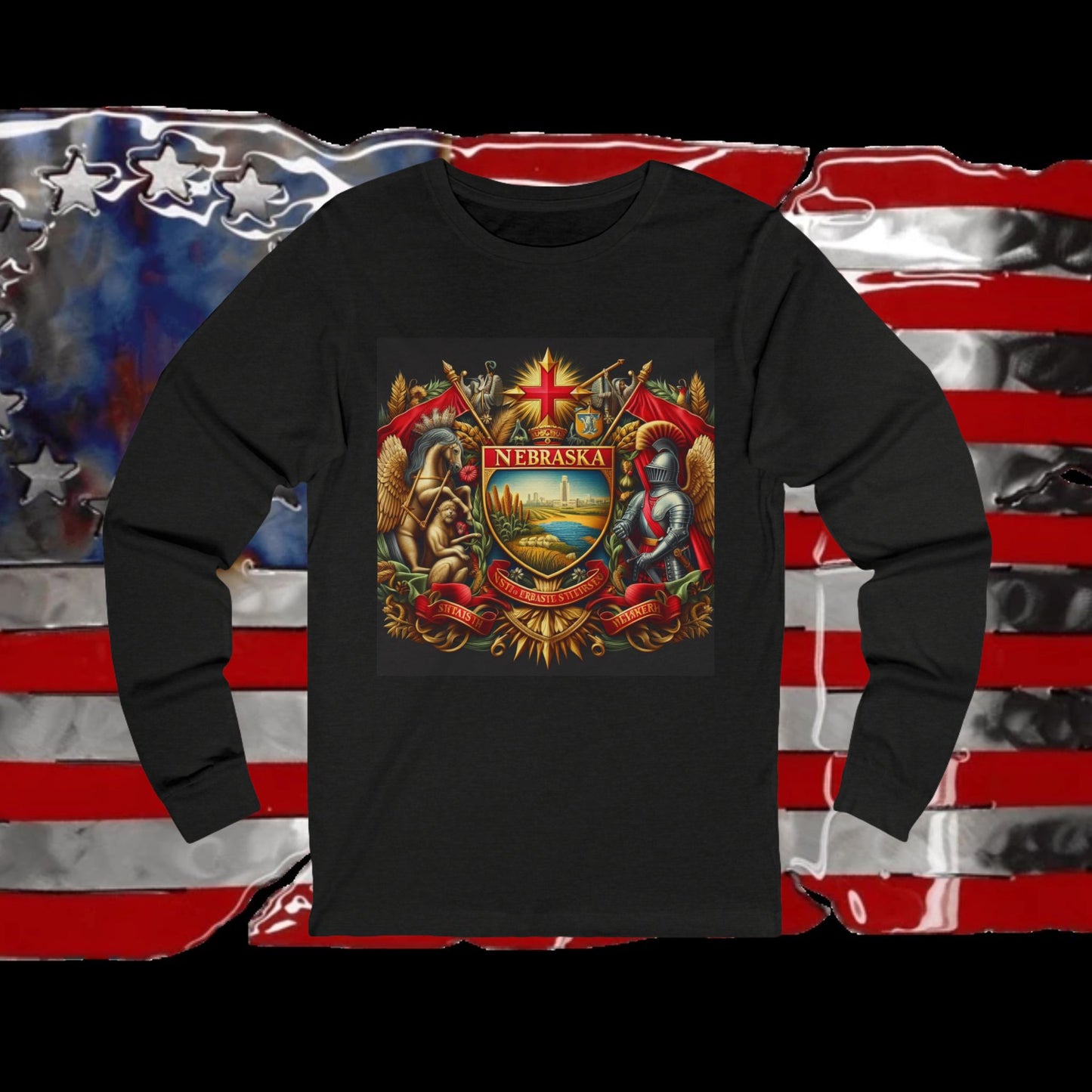 Nebraska Vintage Christian Crusader - Premium Unisex Long Sleeve Jersey Tee - 100% Charity - The God Vote Collection by Chris Rabalais
