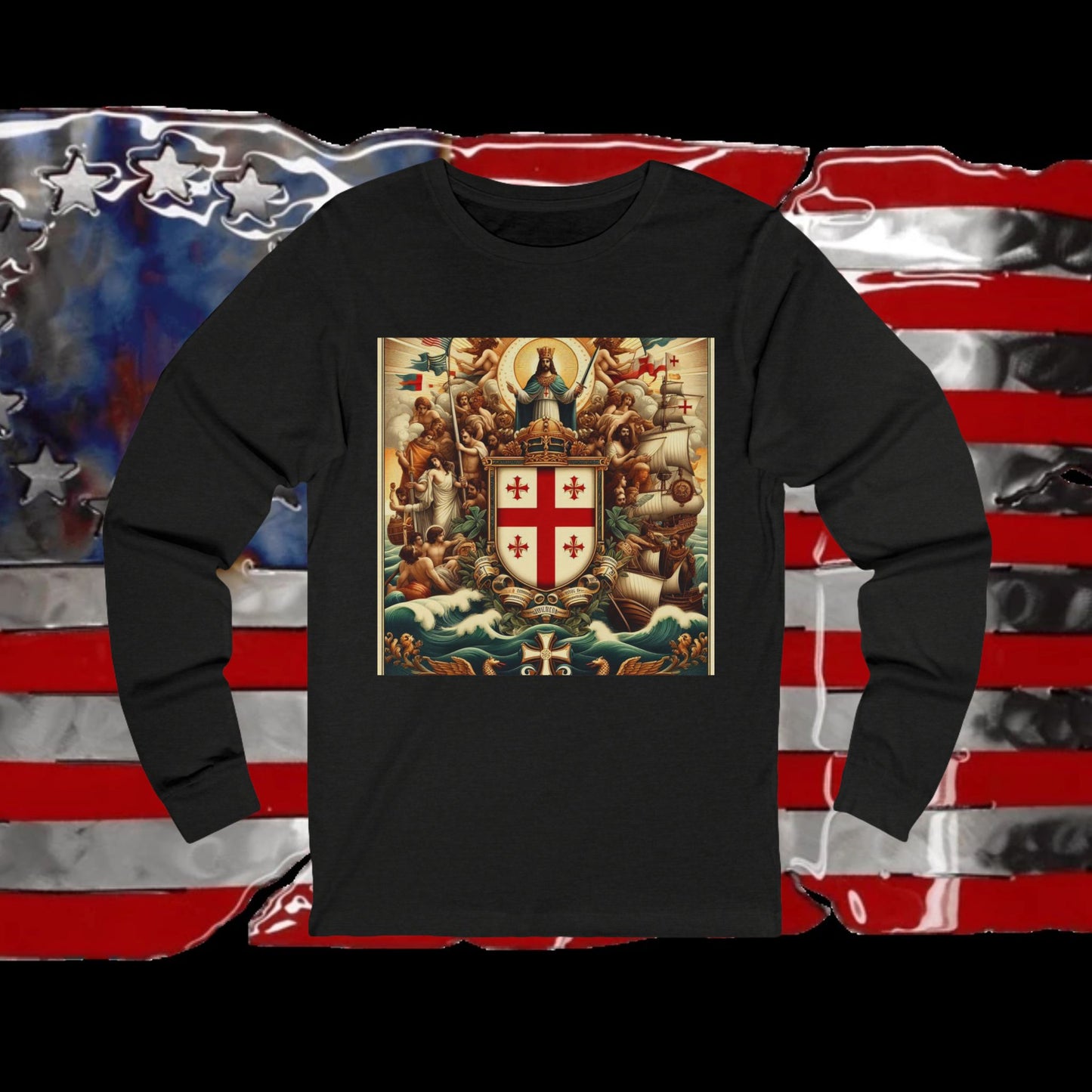 Northern Mariana Vintage Christian Crusader - Premium Long Sleeve Jersey Tee - 100% Charity - The God Vote Collection by Chris Rabalais