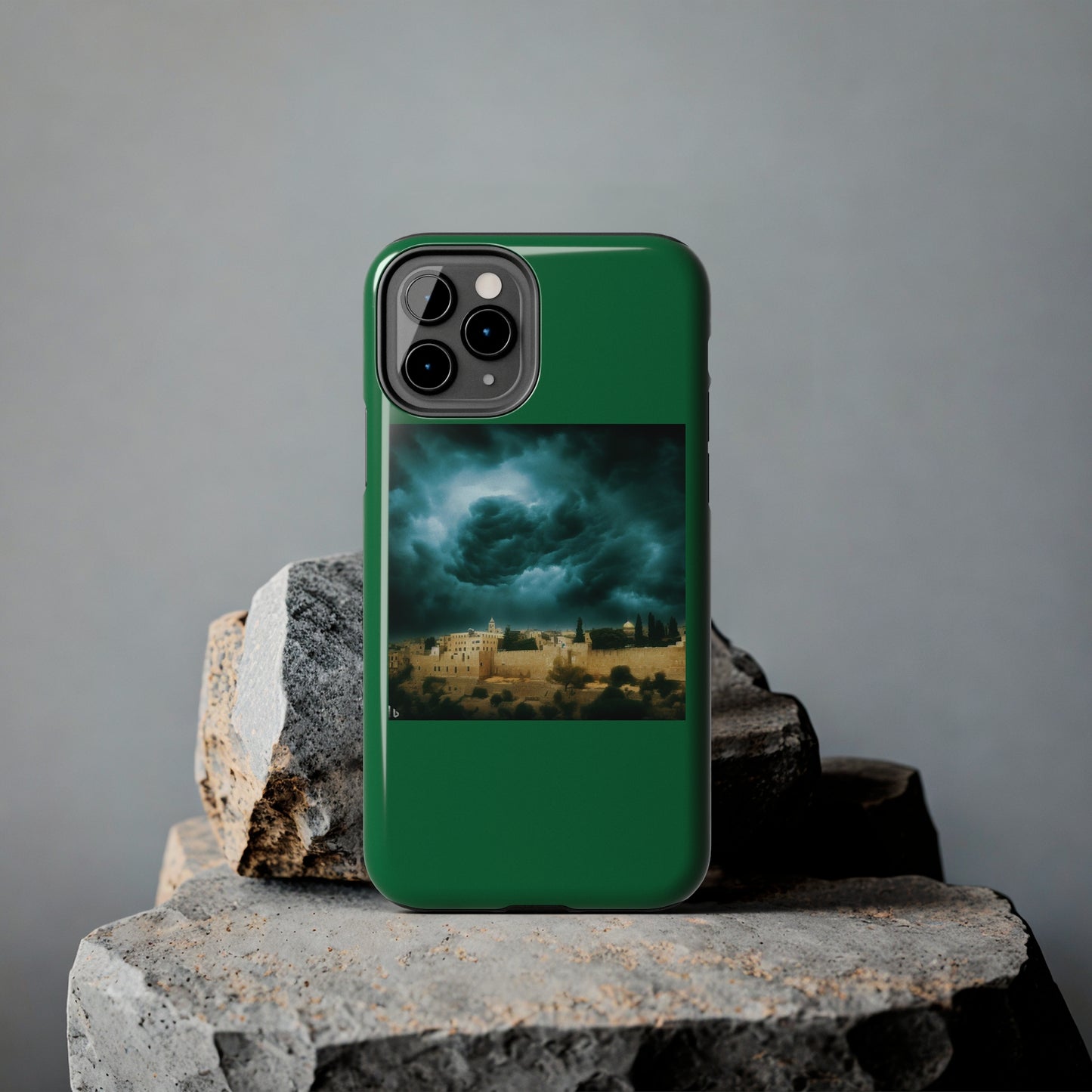 AImagination Collection iPhone Tough Case - "Storm Over Jerusalem" - The God Ball Originals by Chris Rabalais (2024)