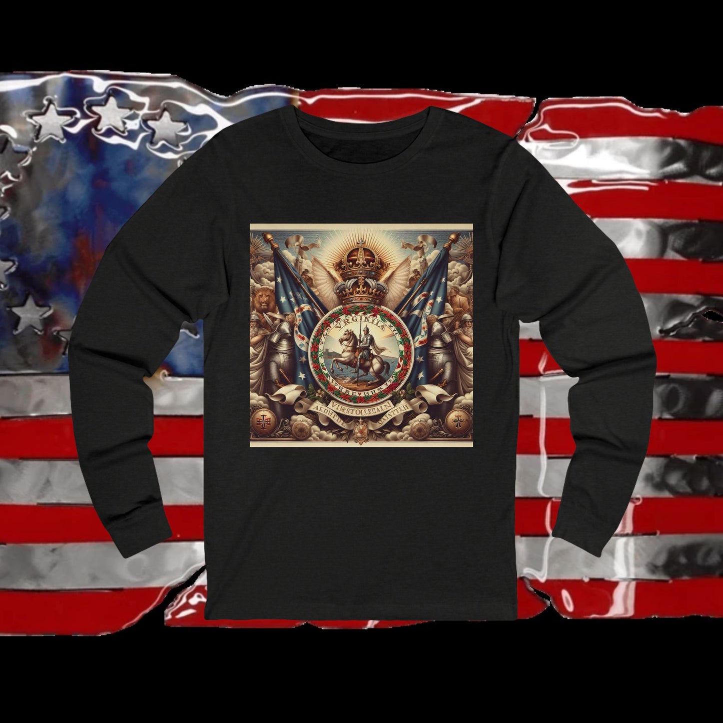 Virginia Vintage Christian Crusader - Premium Unisex Long Sleeve Jersey Tee - 100% Charity - The God Vote Collection by Chris Rabalais