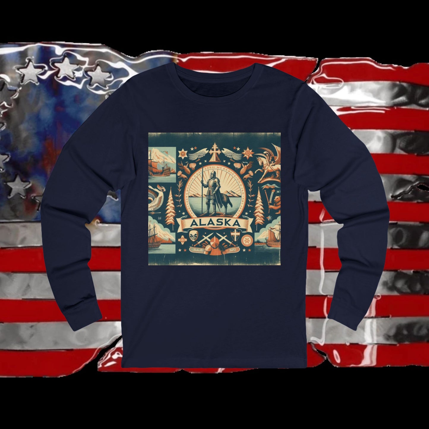 Alaska Vintage Christian Crusader - Premium Unisex Long Sleeve Jersey Tee - 100% Charity - The God Vote Collection by Chris Rabalais