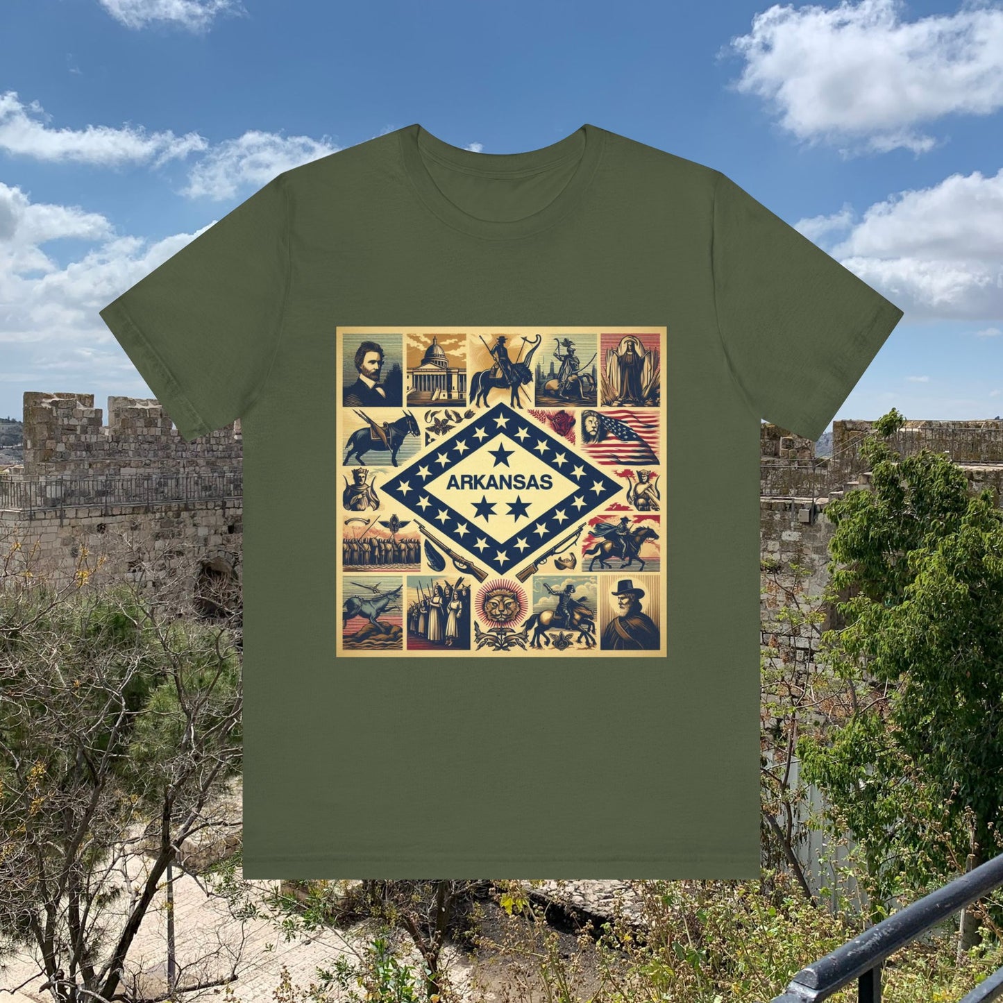 Arkansas Vintage Christian Crusader - Unisex Jersey Tee - USA - 100% Charity Benefit - The God Vote Collection by Chris Rabalais