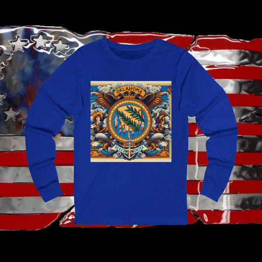 Oklahoma Vintage Christian Crusader - Premium Unisex Long Sleeve Jersey Tee - 100% Charity - The God Vote Collection by Chris Rabalais