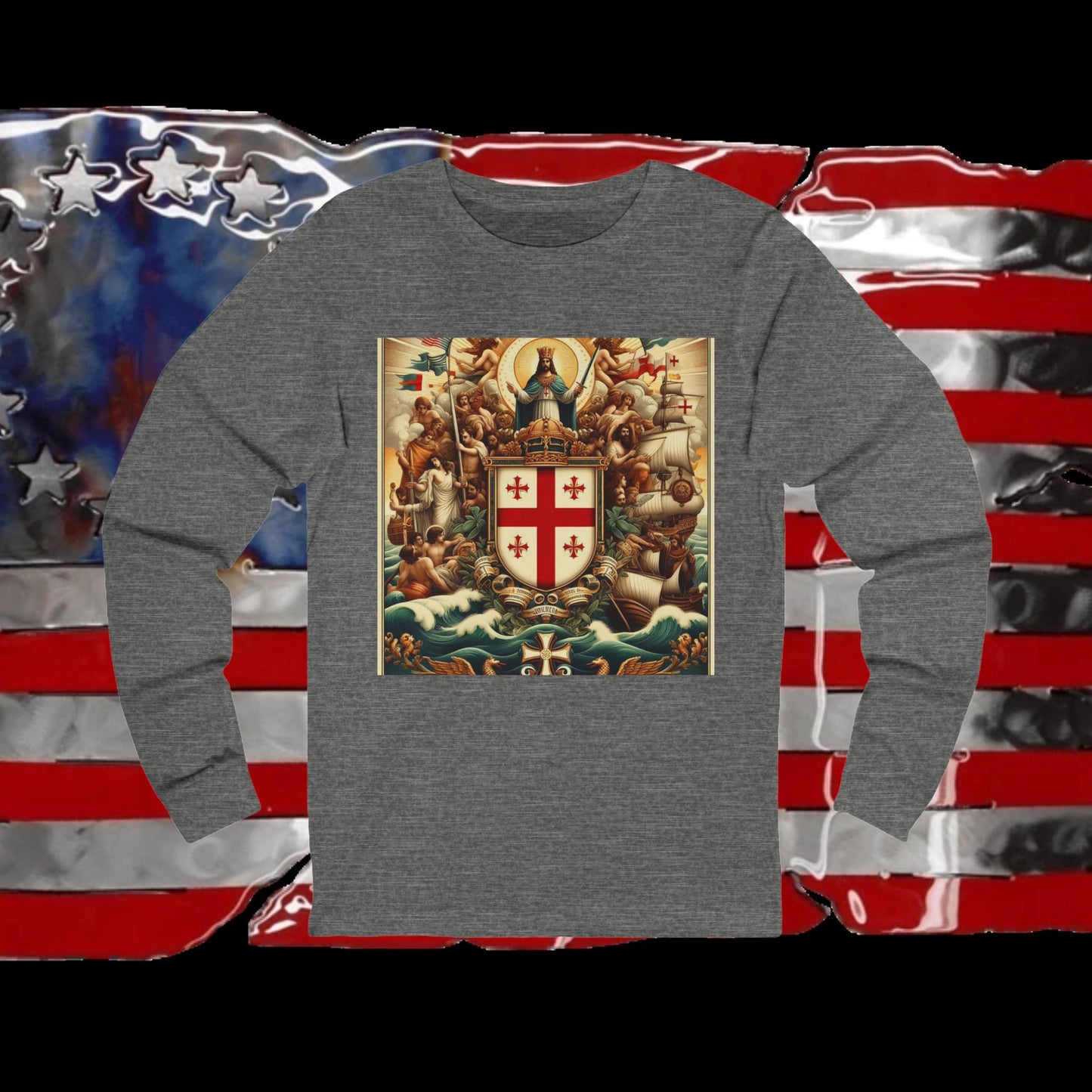 Northern Mariana Vintage Christian Crusader - Premium Long Sleeve Jersey Tee - 100% Charity - The God Vote Collection by Chris Rabalais